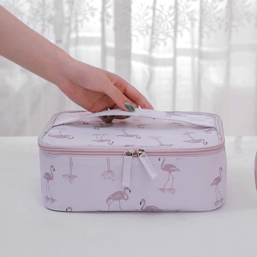 1 Pack Flamingo Portable Cosmetic Case - Travel Toiletry Bag for Women & Girls, Waterproof Makeup Organizer Pouch (Pink) - Perfect for Vacation, Gym, Business Trips & Daily Use