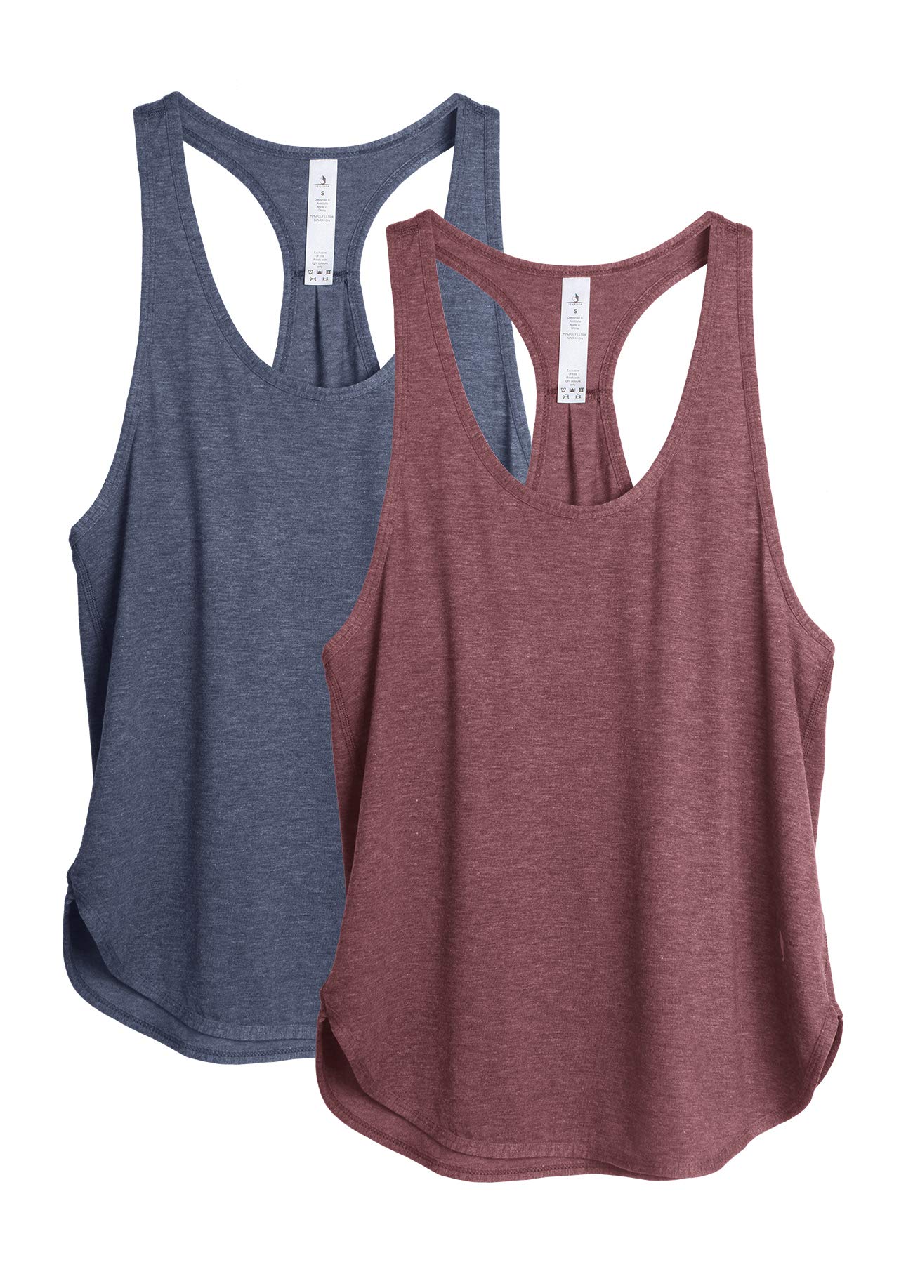 Icyzone Women's Racerback Workout Tank Tops - Breathable Athletic Running Shirts, Loose Fit Yoga Tops (Pack of 2) - Perfect for Gym, Jogging & Casual Wear