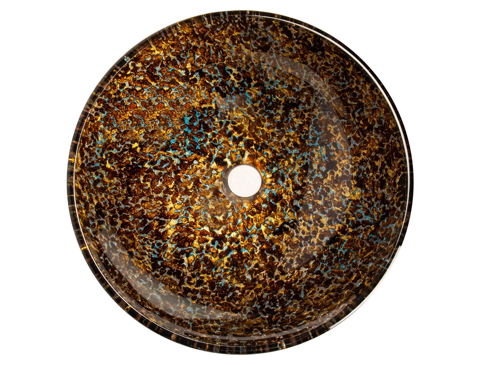 Electric Leopard Textured Round Glass Above Counter Vessel Sink - Modern Bathroom Vanity Sink for Contemporary Home Decor