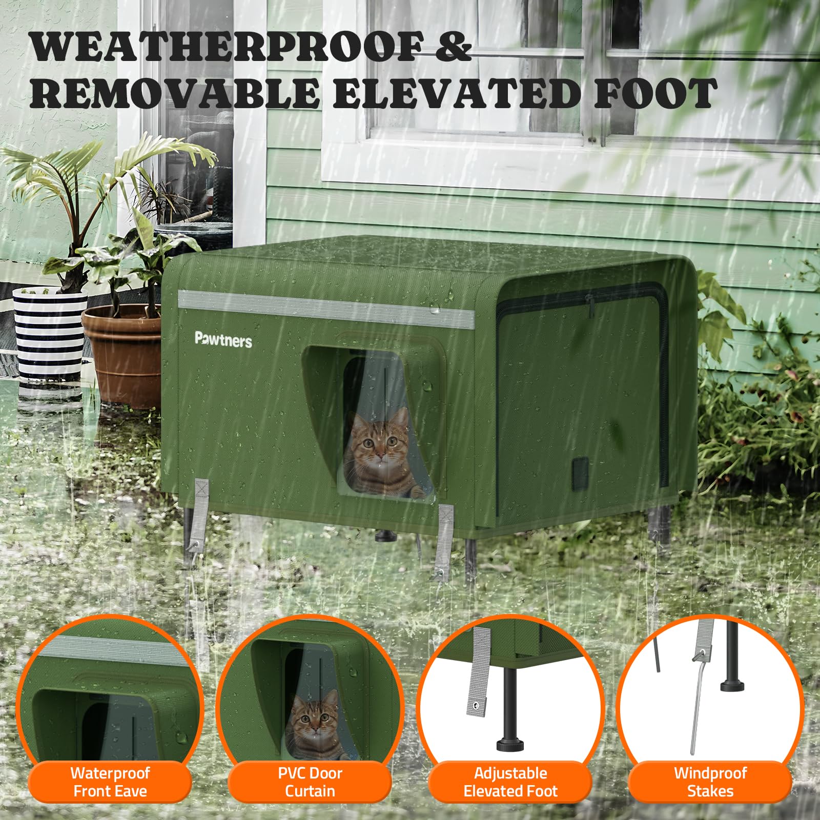 Heated Outdoor Cat House with Insulation & Escape Door - Weatherproof 900D Oxford Fabric Pet Shelter with Warming Pad for Stray & Feral Cats in Winter - Perfect for Backyards, Garages & Cold Weather Protection