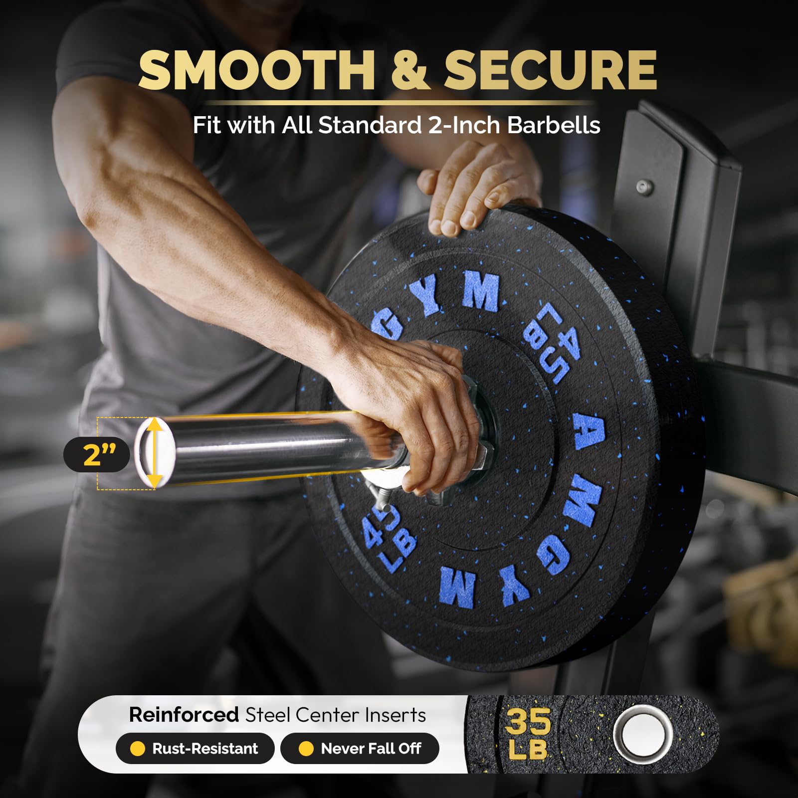 Premium 2 Inch Bumper Plates Set (10-500lbs) - Olympic Weight Plates for Strength Training, CrossFit & Powerlifting - Durable High-Bounce Rubber Plates for Home Gym, Weight Lifting & Floor Protection - Perfect for Garage Gym, Functional Fitness & Professional Training