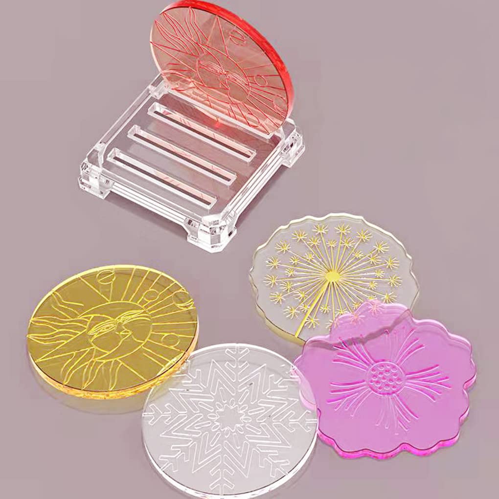 5PCS Epoxy Resin Coaster Molds with Storage Box - Premium Silicone Coaster Molds for DIY Resin Casting, Cup Mats & Home Decor (Dandelion Design) - Perfect for Crafting Unique Drink Coasters, Gifts & Table Decorations