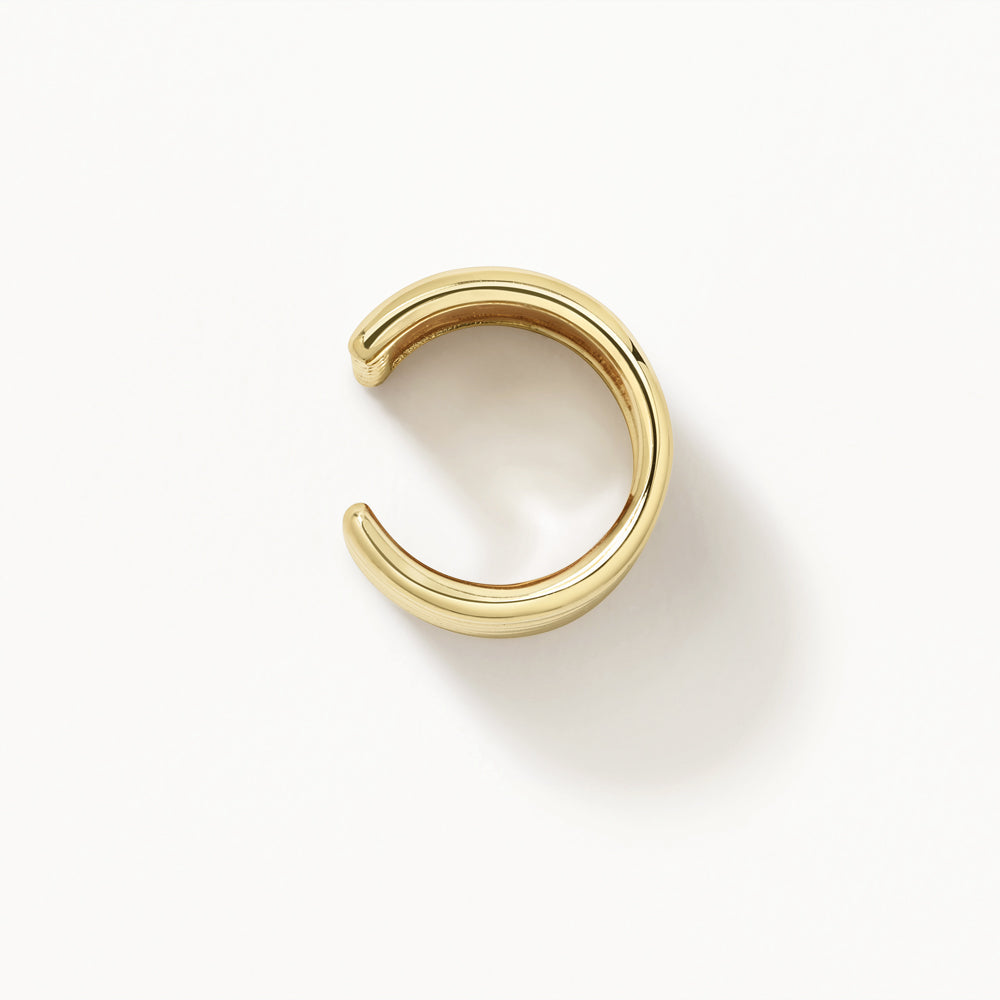 Chunky Gold Ribbed Ear Cuff - Non-Piercing Cartilage Earring for Women - Perfect for Parties, Weddings & Everyday Fashion Accessories