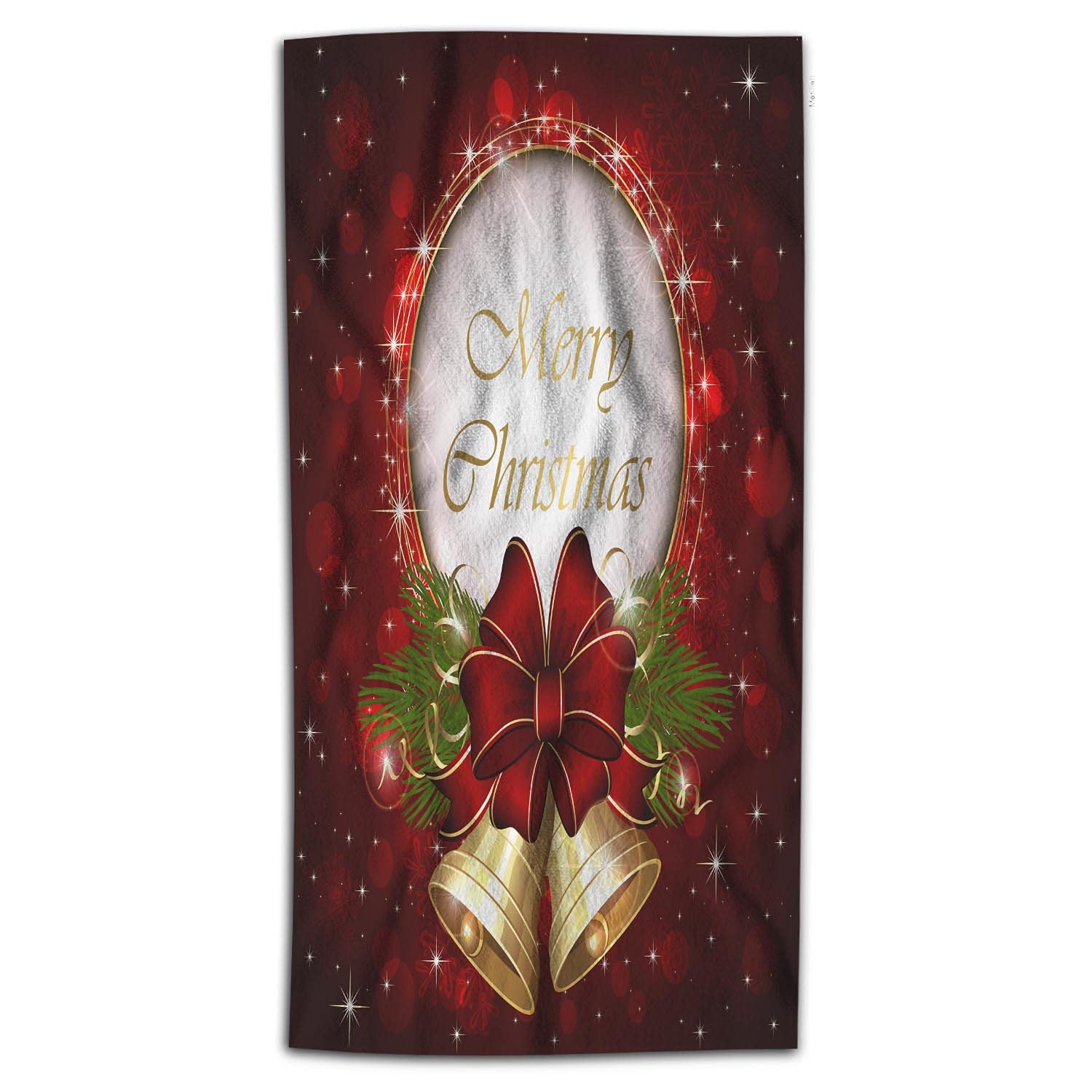 Wondertify Christmas Bells & Snowflakes Hand Towels - 15x30 Inch Bathroom Towels for Hand & Face (Red, Gold, Green) - Perfect for Holiday Decor, Kitchen, and Guest Bathrooms
