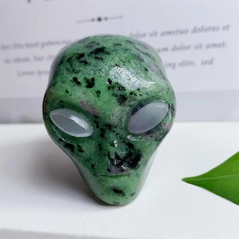 2 Inch Natural Ruby in Zoisite Alien Skull Crystal Carving - Healing Energy Stone for Meditation, Reiki & Home Decor - Unique Christmas Gift (1PC)