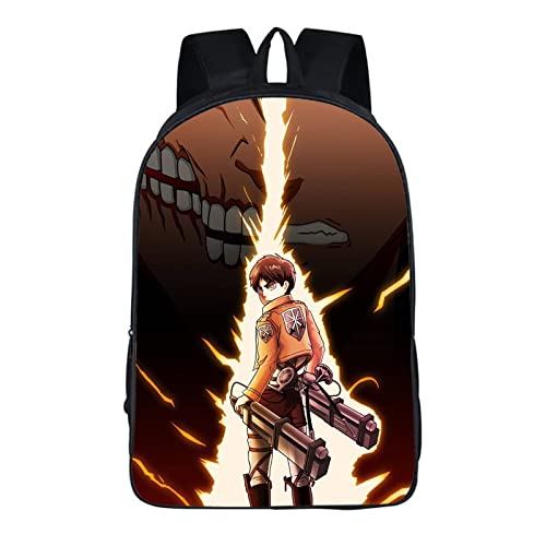 Attack on Titan Eren Yeager Anime Backpack - Stylish School & Laptop Bag for Girls & Teens - Official Anime Merchandise - Perfect for School, Travel & Anime Conventions (Black)
