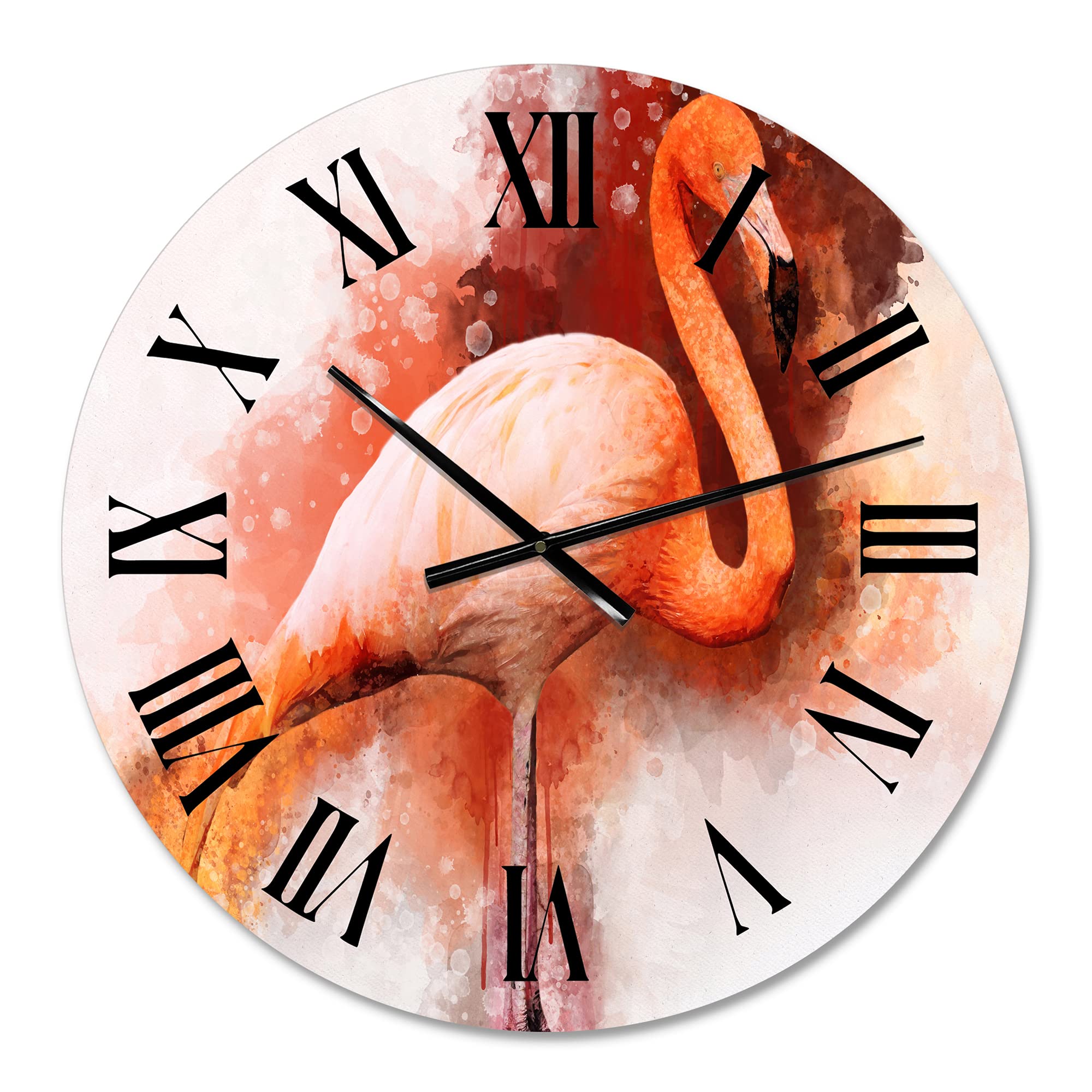 Farmhouse Wall Clock with Pink Flamingo Design - Large Decorative Wall Clock for Home, Office & Living Room Decor | Perfect for Farmhouse, Coastal & Boho Style Interiors