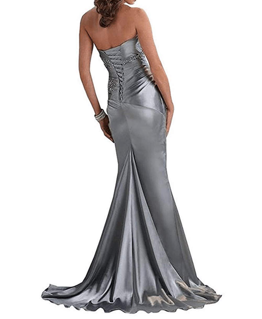 Emanni Women's Strapless Beaded Mermaid Sheath Evening Gown with Train - Elegant Formal Dress for Prom, Wedding Guest & Black Tie Events