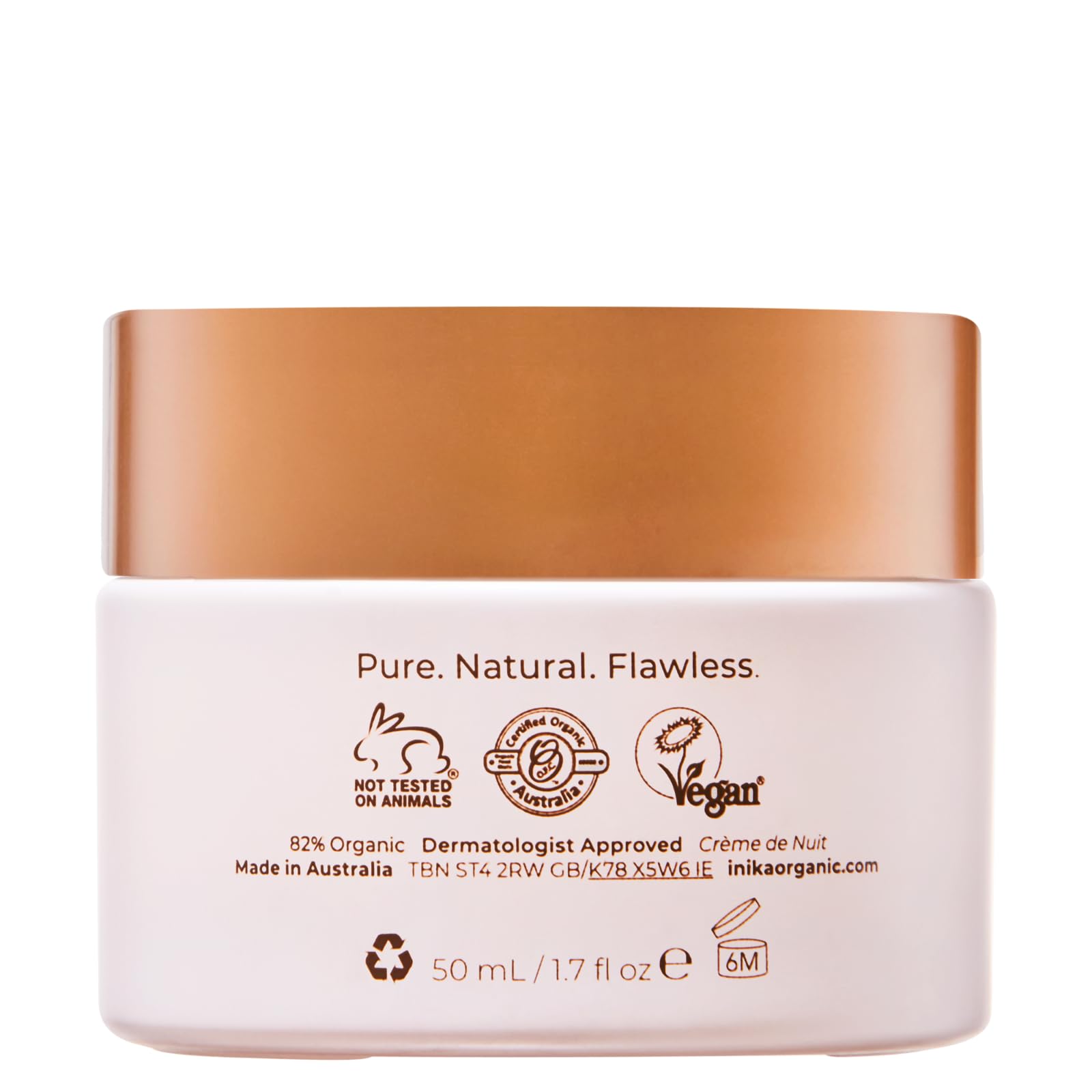 INIKA Organic Phytofuse Renew™ Night Cream - Vegan Anti-Aging Face Moisturizer with Natural Ingredients for Overnight Skin Repair & Hydration (50ml) | Perfect for Dry, Sensitive & Mature Skin Night Care Routine