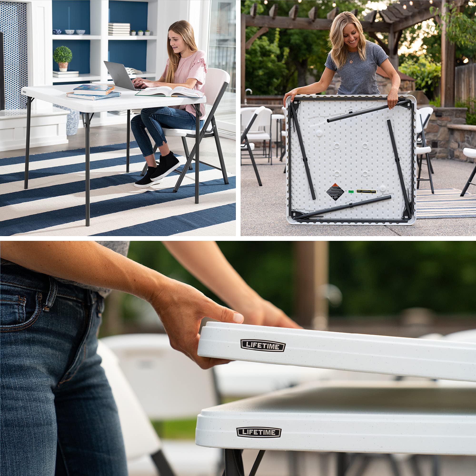 Lifetime 80783 37-Inch Commercial Grade Square Folding Card Table - White Granite Finish | Durable & Sturdy for Parties, Game Nights, and Events