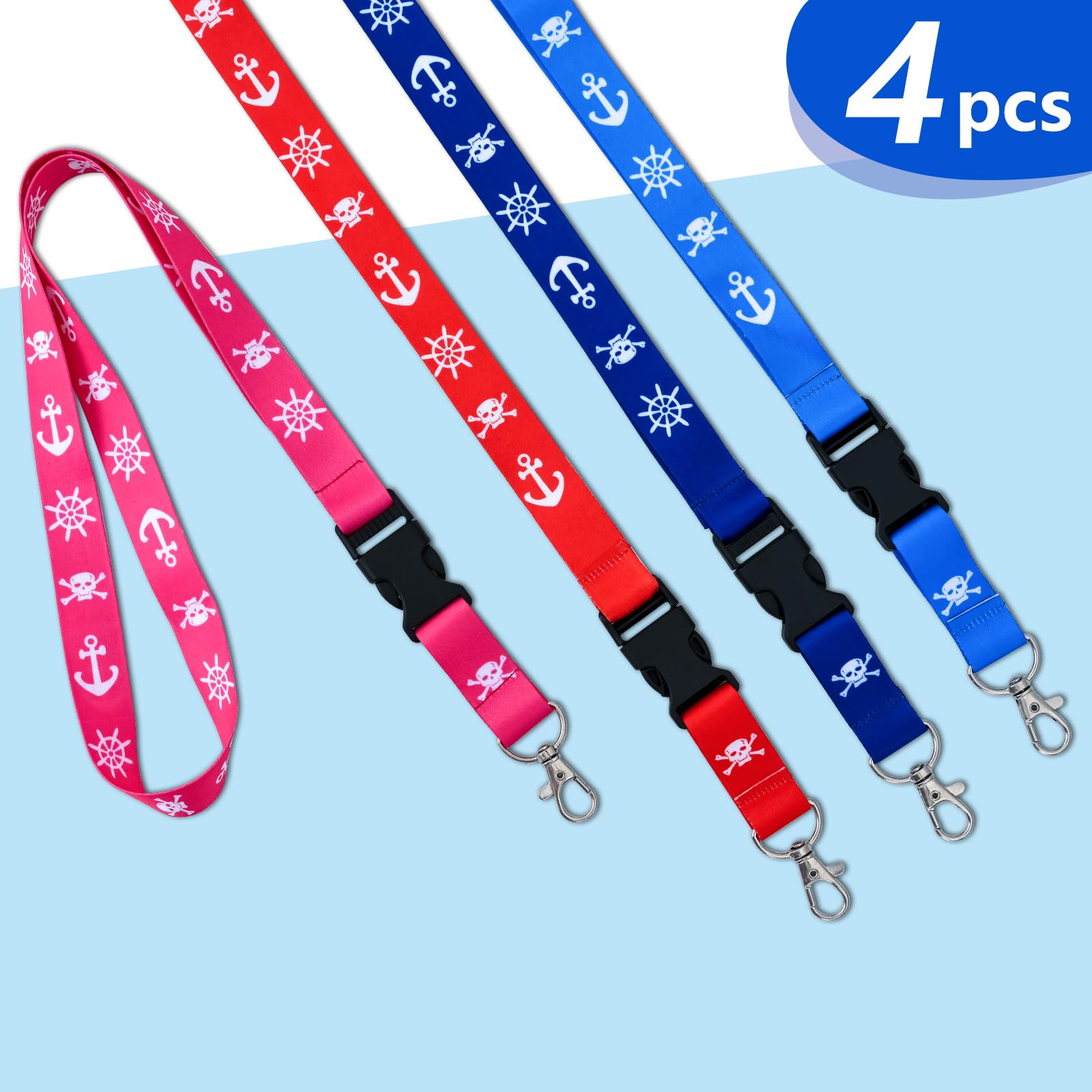 Waterproof Cruise Lanyards 4-Pack with ID Badge Reel - for Ship Key Cards & Cruise Essentials