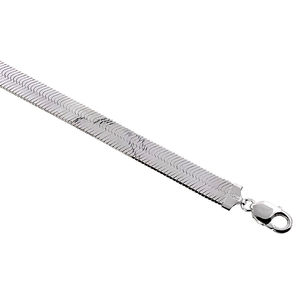 Sterling Silver Herringbone Chain Necklace & Bracelet Set 2mm-14mm with Beveled Edges - Nickel Free Italian Jewelry (16-30 Inch) - Perfect for Gifts, Weddings & Everyday Elegance