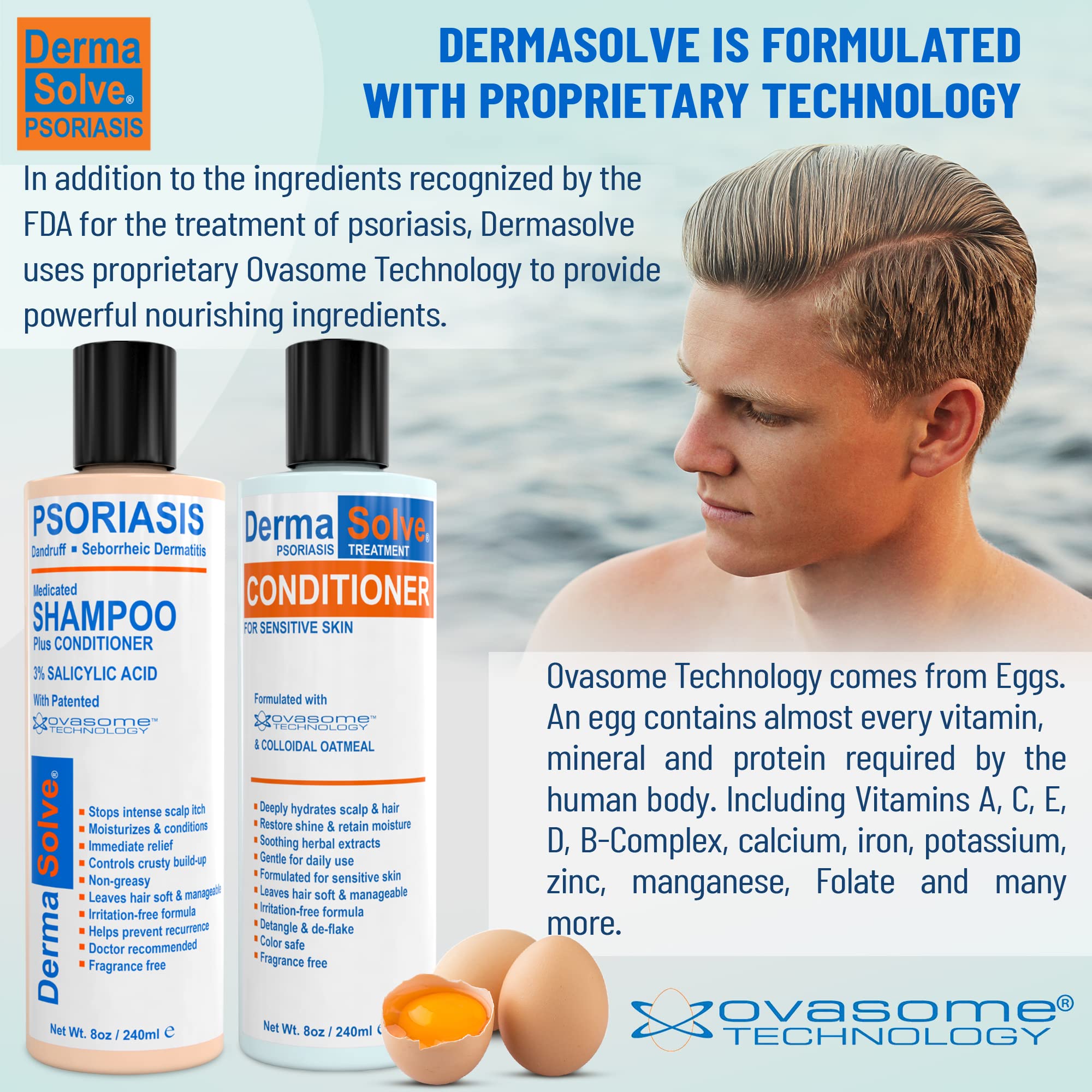 DermaSolve Medicated Shampoo & Conditioner for Scalp Psoriasis, Dandruff & Seborrheic Dermatitis Treatment - Itchy & Flaky Scalp Relief with Soothing Moisturizing Formula | For Daily Scalp Care & Hair Health Maintenance