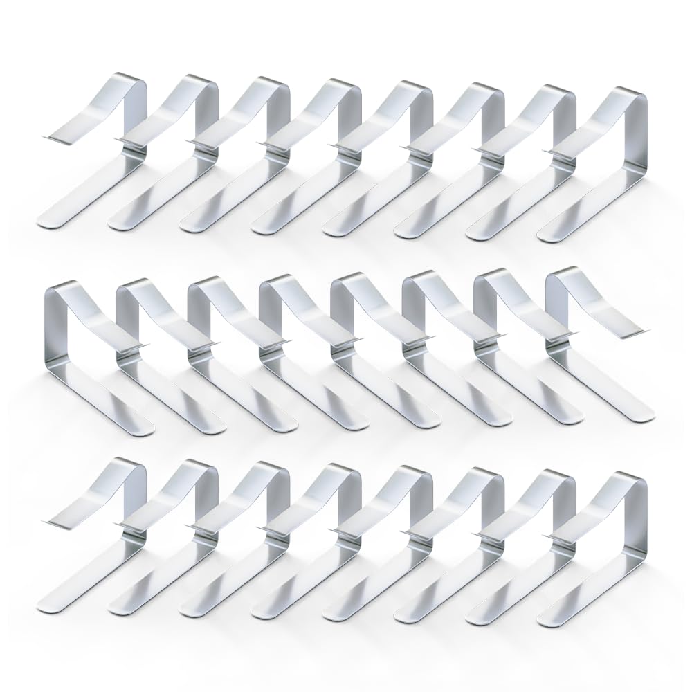32 Pcs Stainless Steel Picnic Tablecloth Clips - Heavy Duty Table Cloth Clamps for Outdoor Dining, Fits 1.5” Thick Tables, Perfect for BBQs, Picnics, Camping and Party Decorations