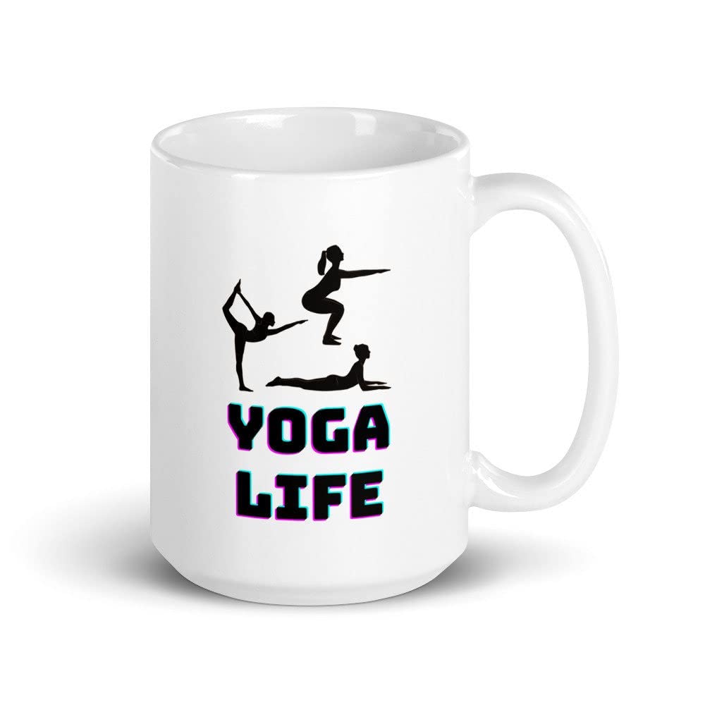 Yoga Pose Coffee Mug - Inspirational Yoga Life Ceramic Cup for Women, Body Positive Gift Idea - Perfect for Yoga Lovers, Meditation & Morning Coffee Rituals