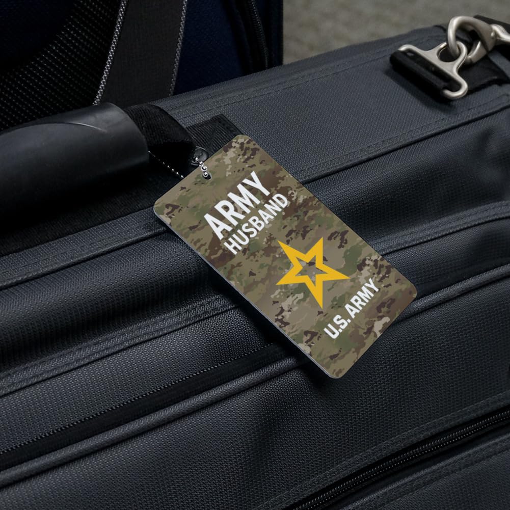 U.S. Army Husband Military Themed Luggage Tag - Durable Suitcase ID Card for Carry-On Bags - Perfect for Travel, Deployment & Military Family Gifts