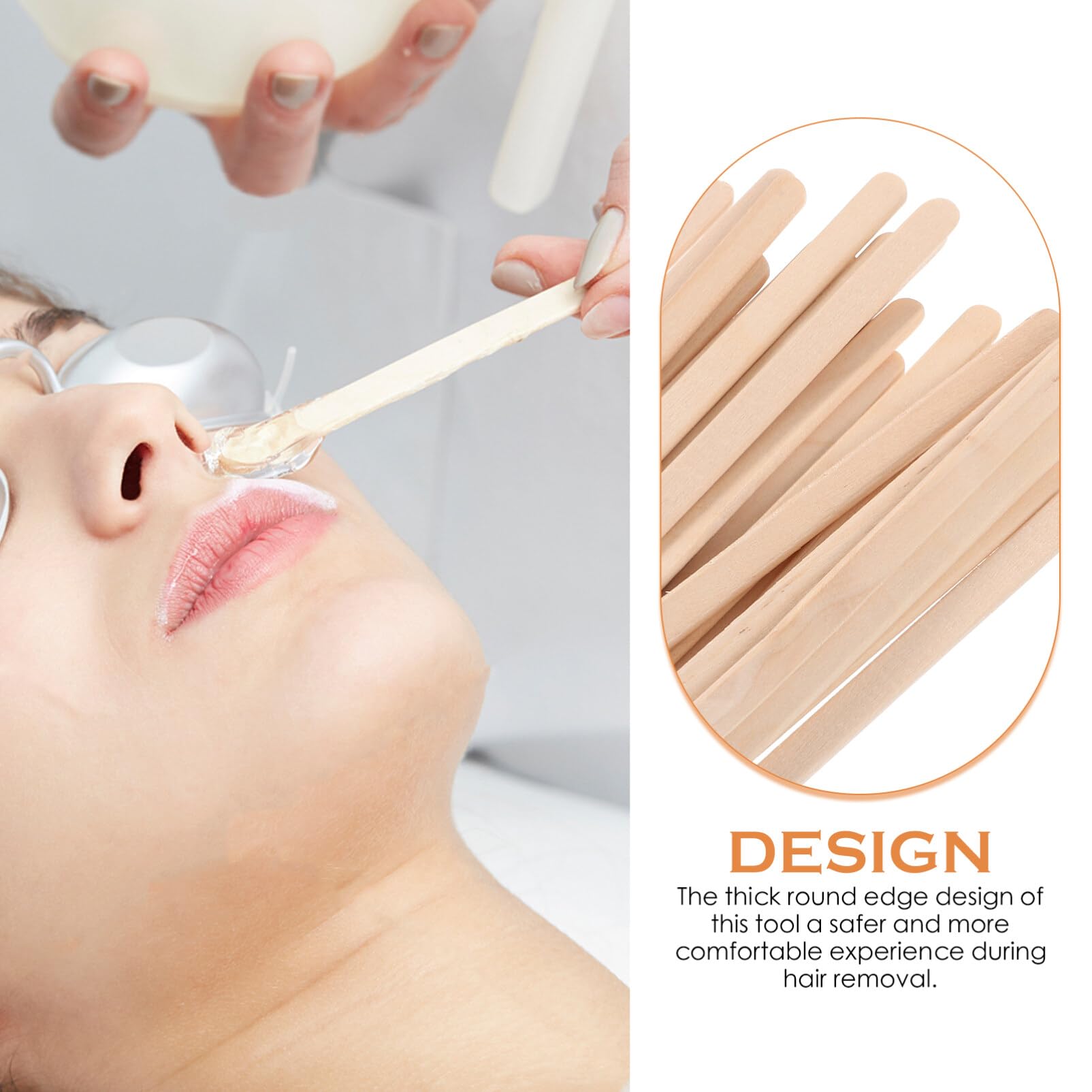 NOLITOY 100pcs Waxing Sticks for Hair Removal - Wooden Applicator Spatulas for Face, Eyebrows, Lips, Nose & Body - Perfect for Salon, Spa & At-Home Waxing