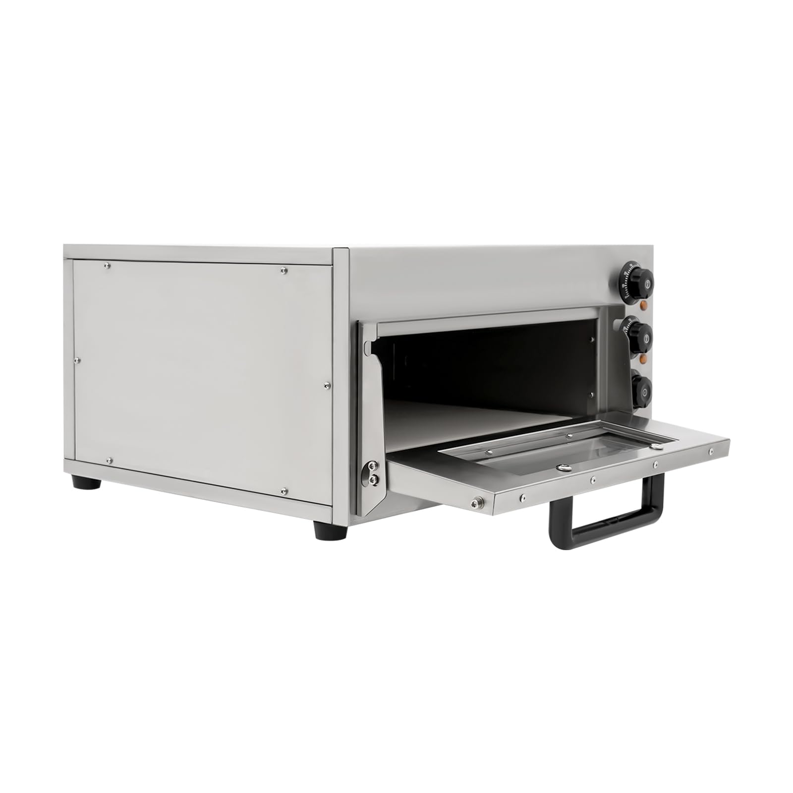 1300W Electric Countertop Pizza Oven - Stainless Steel Commercial Single Deck Pizza Cooker for Home & Restaurant - Perfect for Baking Pizza, Chicken, Bread - Adjustable Temperature Control - Ideal for Small Kitchens, Food Trucks & Outdoor Cooking
