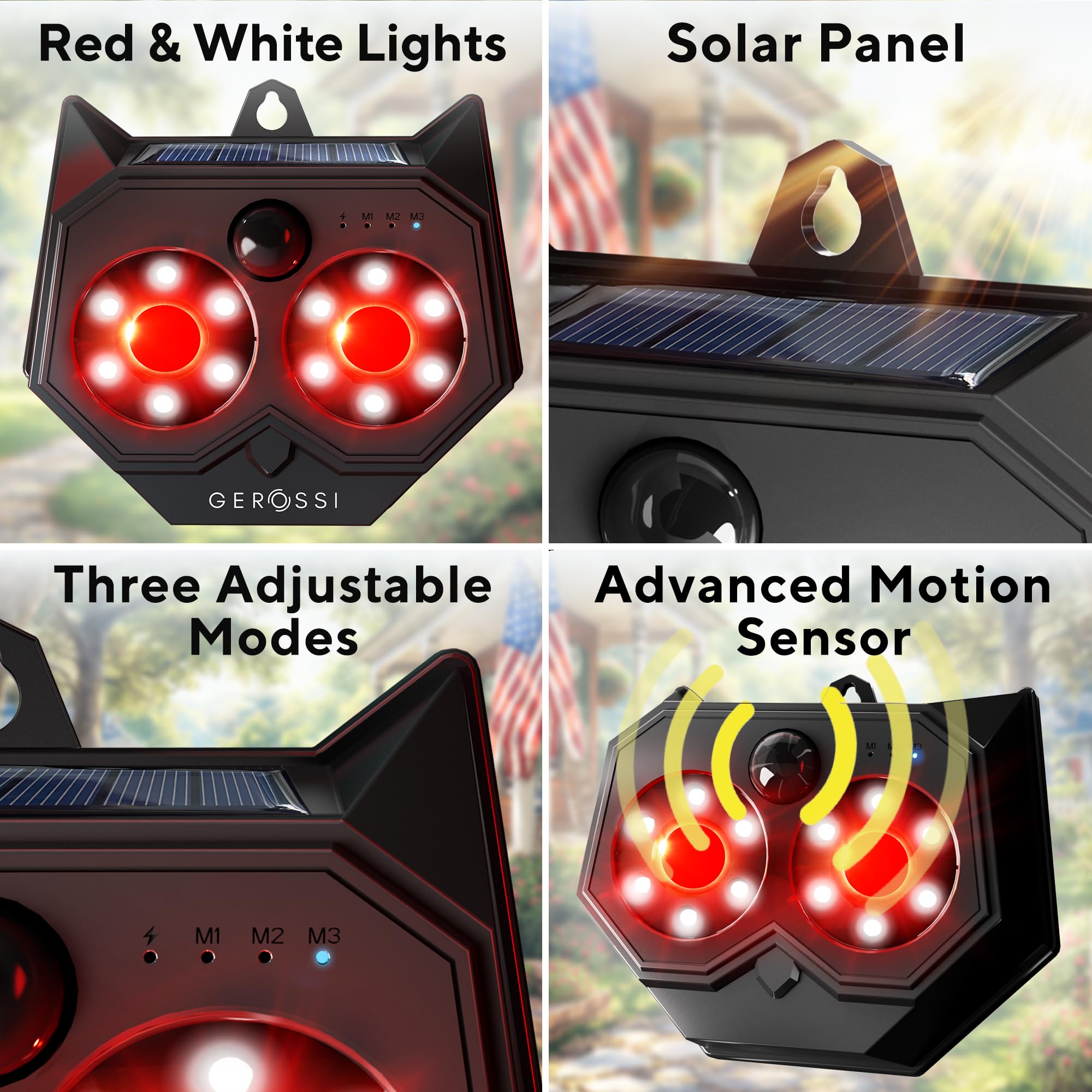 Solar Powered Animal Repellent Lights 2 Pack - Motion Activated Predator Eyes for Coyote, Deer, Fox, Raccoon Deterrent - Effective Pest Control Device for Chicken Coops, Farms, Gardens & Backyards - Outdoor Wildlife Protection Solution
