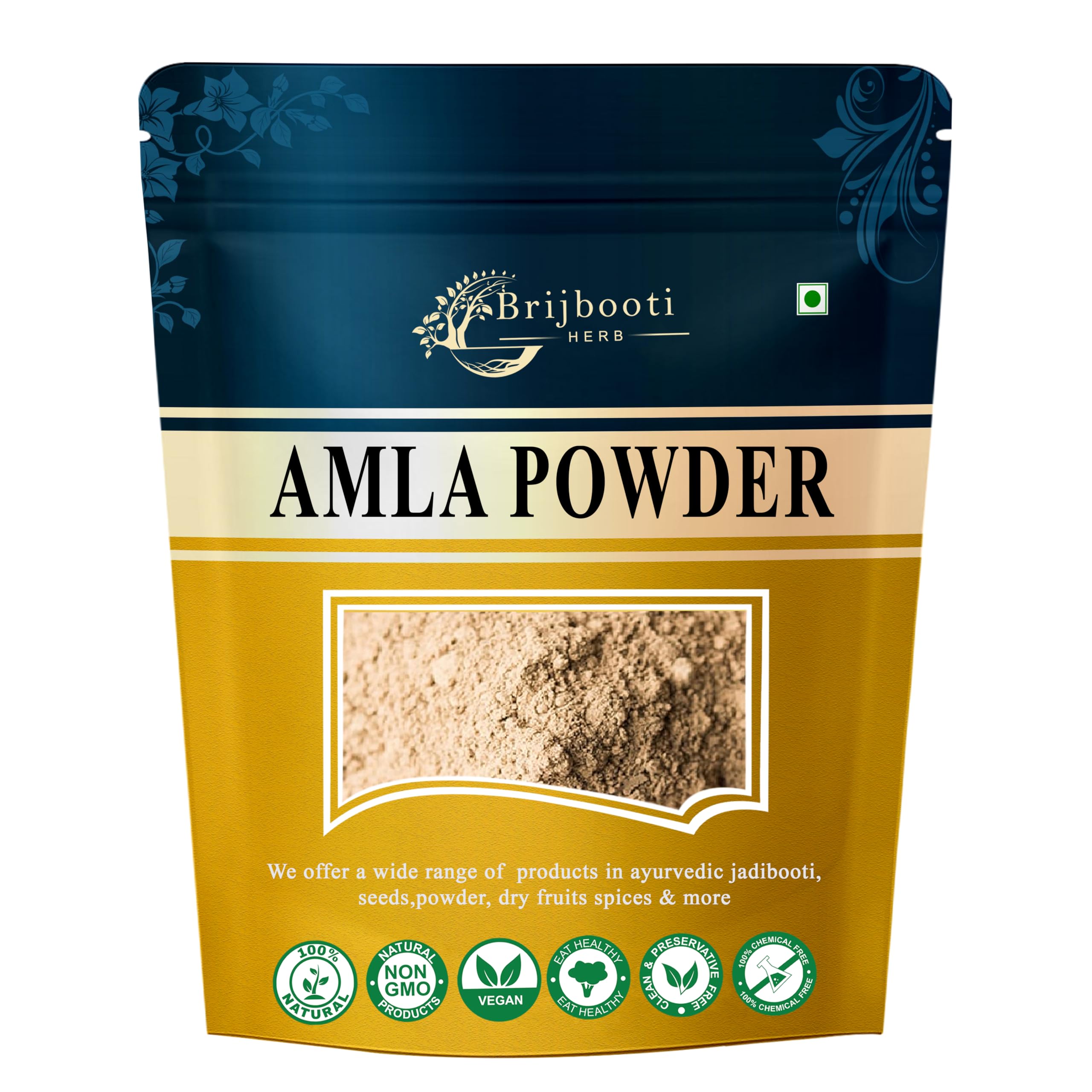 **Brijbooti Amla Powder (250g) - Pure Indian Gooseberry for Hair Growth, Skin Care, and Healthy Drinks | Natural Hair Mask & DIY Beauty Packs | Vegan & Chemical-Free Superfood**    *(Use for homemade hair masks, smoothies, face scrubs, and Ayurvedic wellness recipes!)*