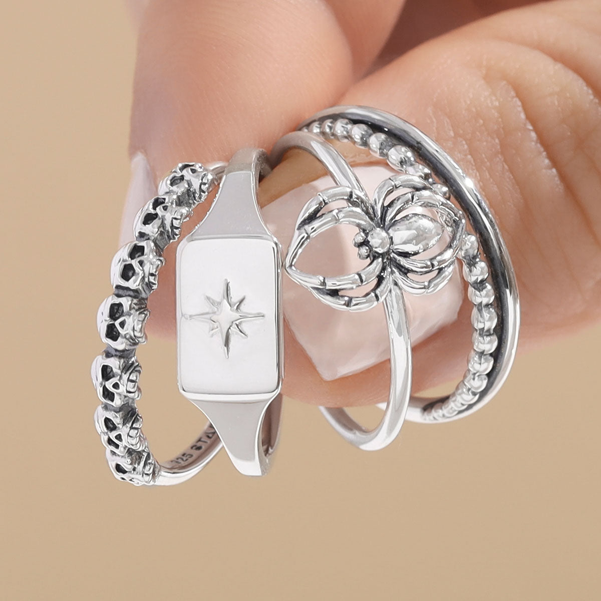Elegant Tapered Beaded Ring for Women - Dainty Stackable Gold or Silver Jewelry - Perfect for Everyday Wear, Gifts & Special Occasions