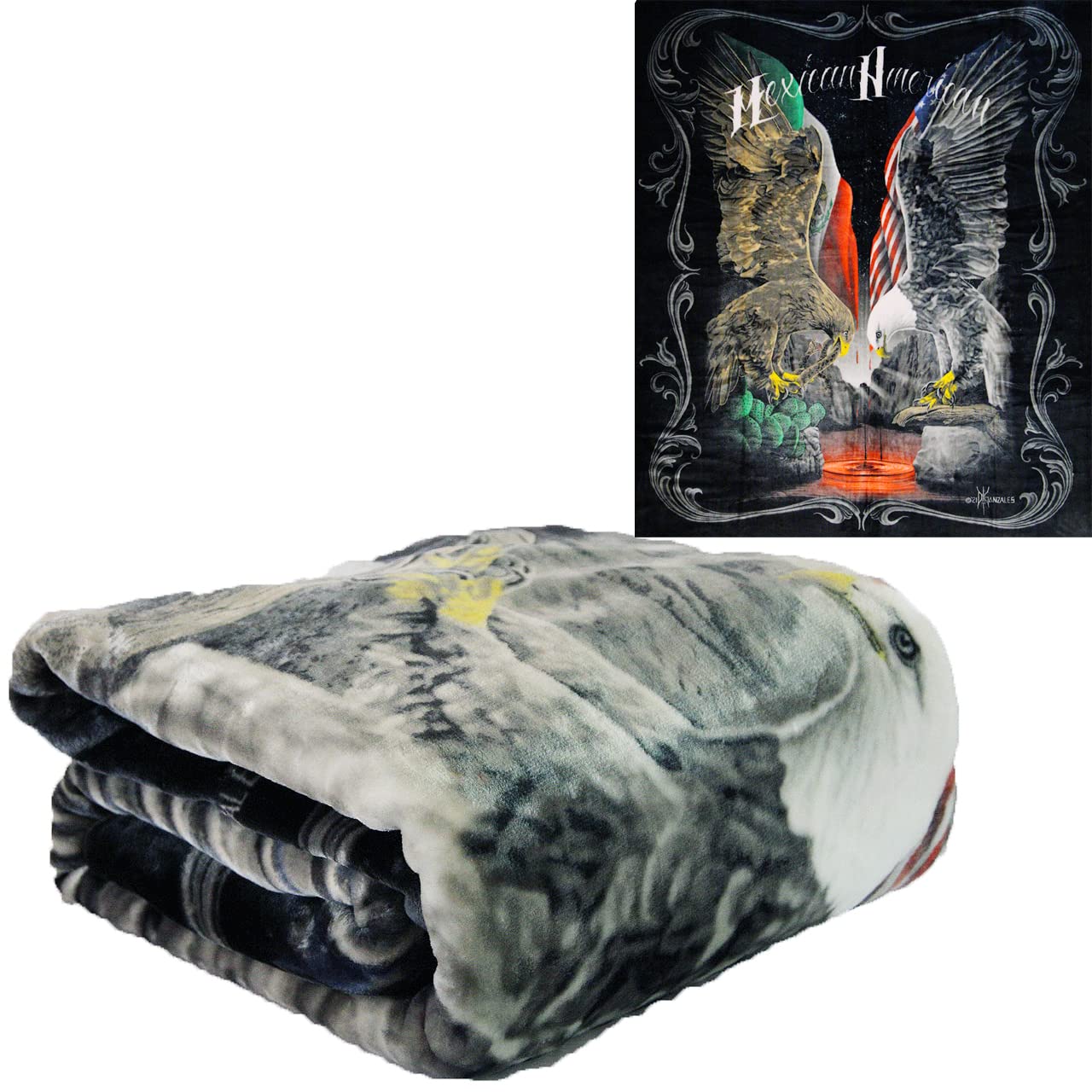 Soft Faux Fur Plush Throw Blanket - Mexican American Style - 79