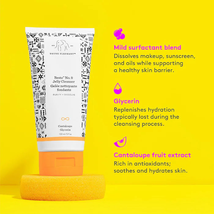 Drunk Elephant Beste™ No. 9 Jelly Cleanser - Gentle Face Wash for Sensitive Skin, Vegan & Cruelty-Free - Perfect for Daily Skincare Routine & Travel