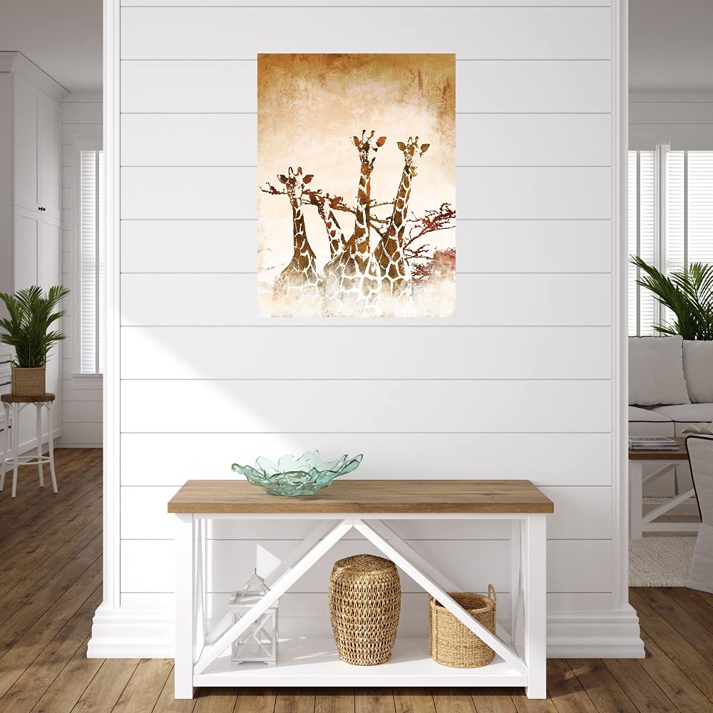 Premium Safari Giraffe II Canvas Wall Art by Dan Meneely - Handmade Fine Art Painting for Living Room, Bedroom, Office Decor - Ready to Hang 24x32 Inches - Perfect for Home, Office & Commercial Spaces