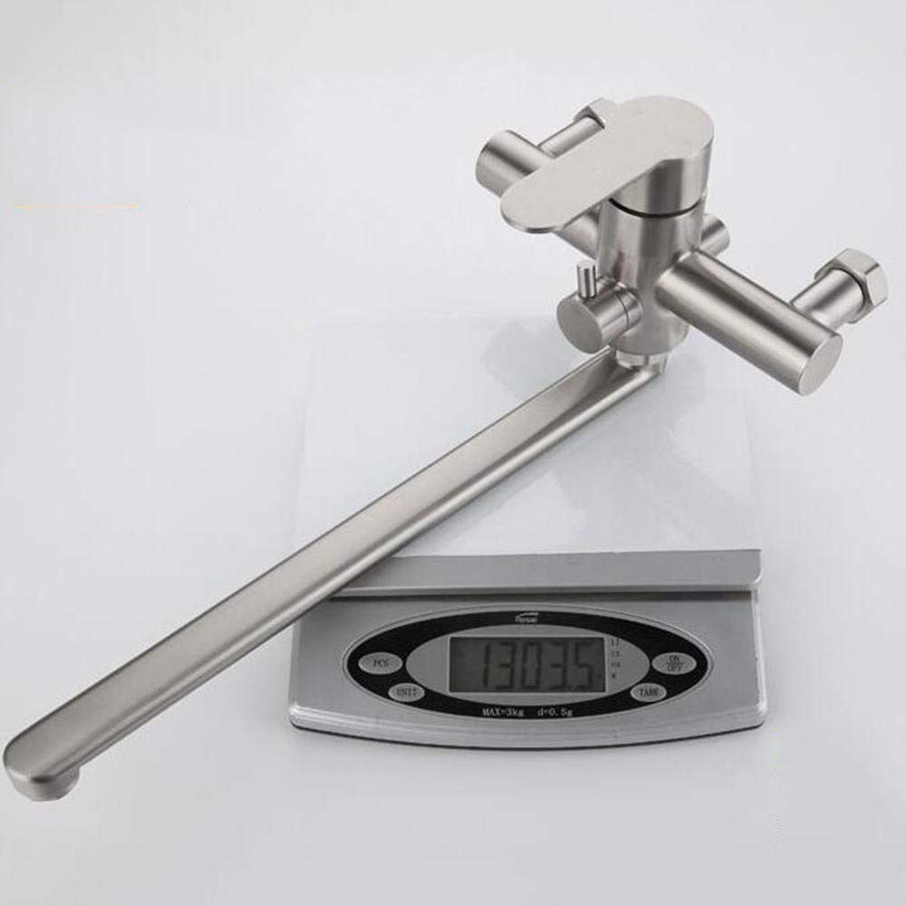 Premium 304 Stainless Steel Brushed Wall Mount Kitchen Faucet with High-Pressure Spray Gun - Multi-Functional Pull Down Sprayer for Modern Homes, Restaurants & Commercial Kitchens