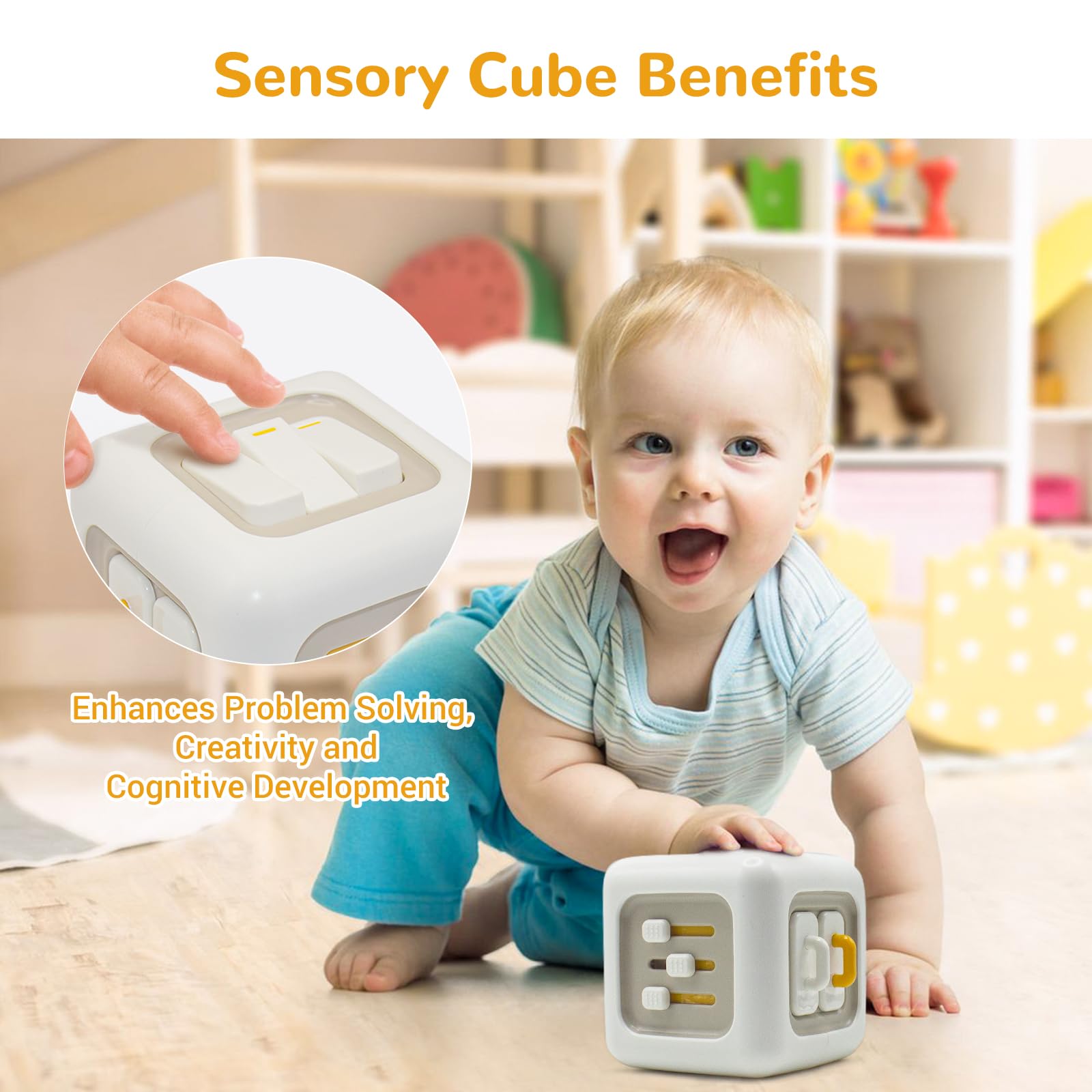 Montessori Busy Cube Sensory Toys for Toddlers 1-3 Years Old - Fine Motor Skills Learning Toys, First Birthday Gift for Boys & Girls 12+ Months - Perfect for Travel, Airplane & Car Rides, Home Play & Early Childhood Development
