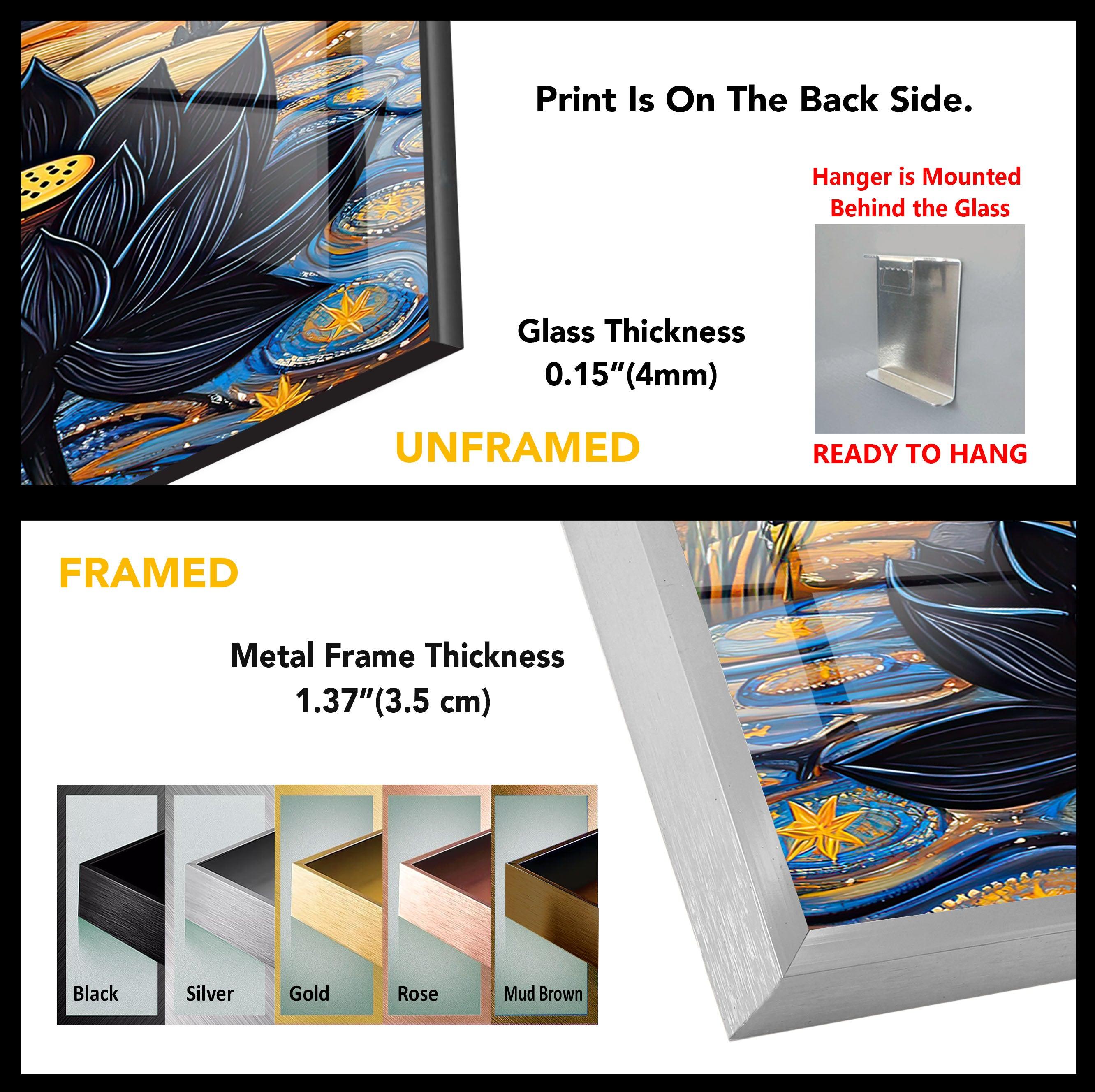 Black Lotus Glass Wall Art - Elegant Handmade Stained Glass Decor for Home & Office - Perfect for Living Room, Bedroom, and Meditation Spaces