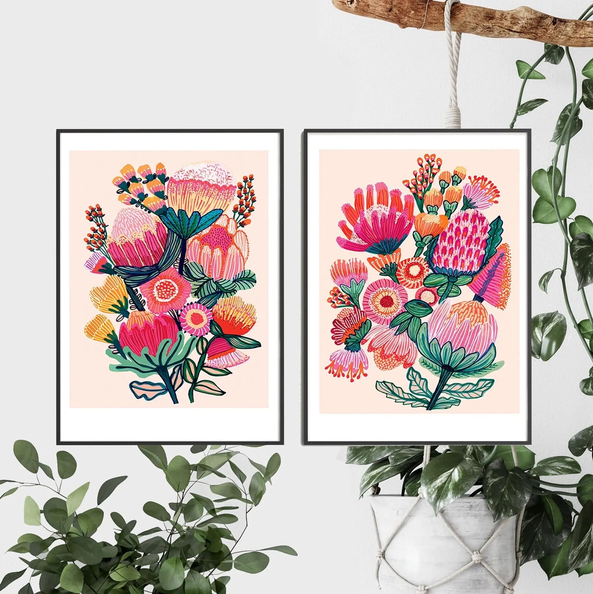 Australian Flowers Wall Art - Botanical Prints for Home & Office Decor | Floral Canvas Painting for Living Room, Bedroom, Kitchen