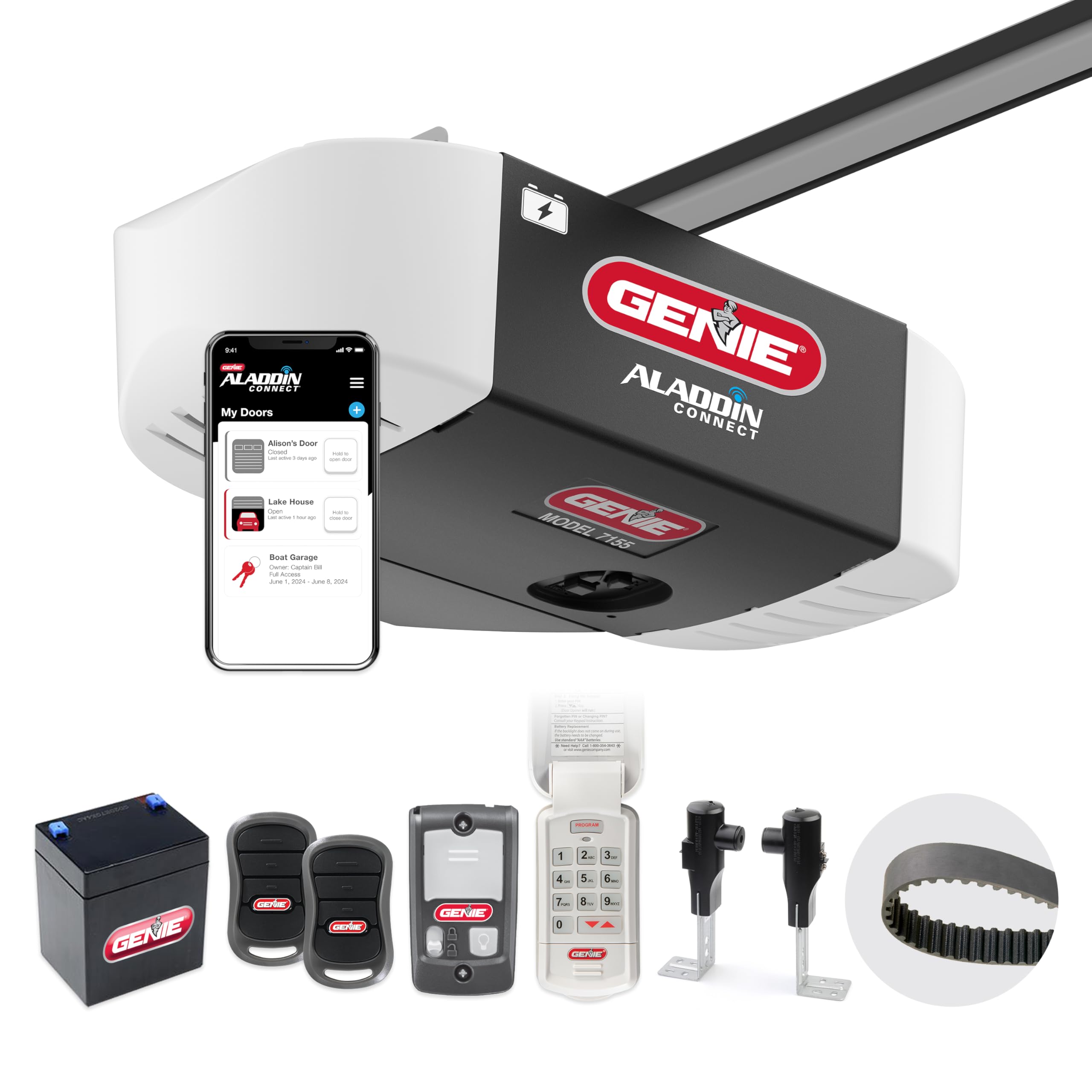 Genie StealthDrive 7155 Smart Garage Door Opener with Belt Drive & Smartphone Control - Quiet, Reliable & Secure - Perfect for Smart Homes & Family Safety