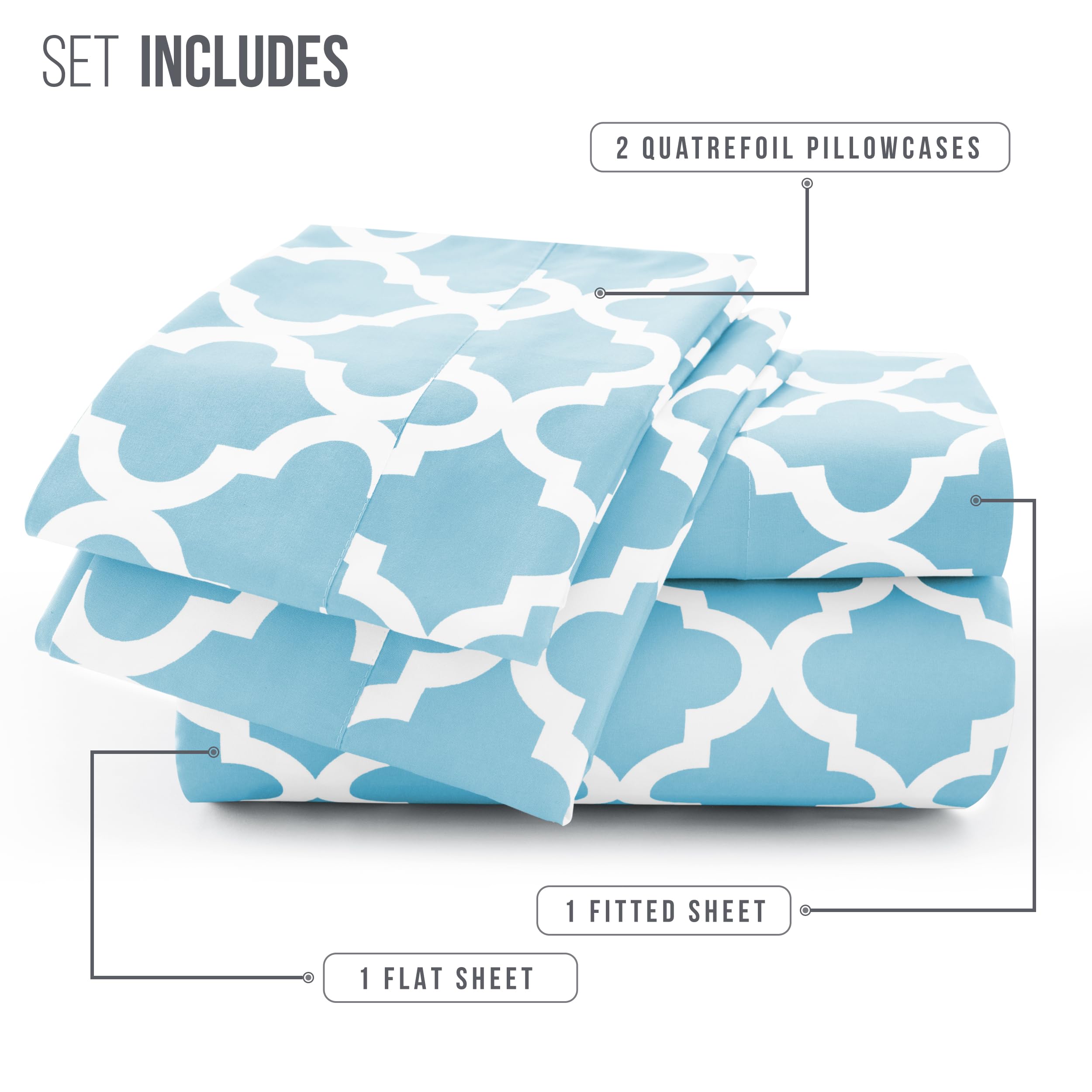 Lux Decor California King Size Bed Sheets Set - 4-Piece Cooling Breathable Microfiber Sheet Set with Deep Pockets | Hotel Style Luxury Bedding | Soft, Wrinkle-Free & OEKO-TEX Certified | Perfect for Hot Sleepers & Guest Rooms (Cal King, Aqua Blue)