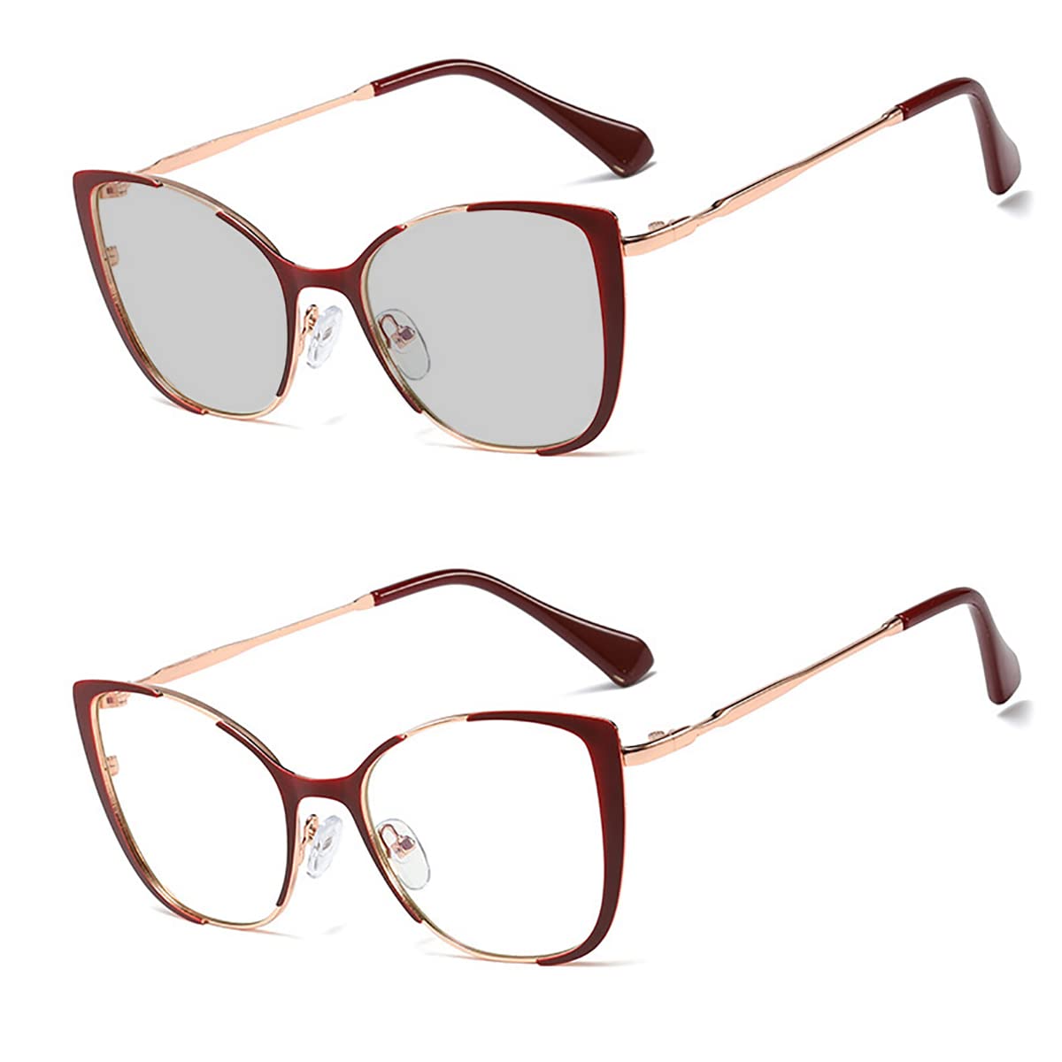 Retro Photochromic Reading Glasses for Women - Fashion Metal Frames for Reading & Outdoor Use