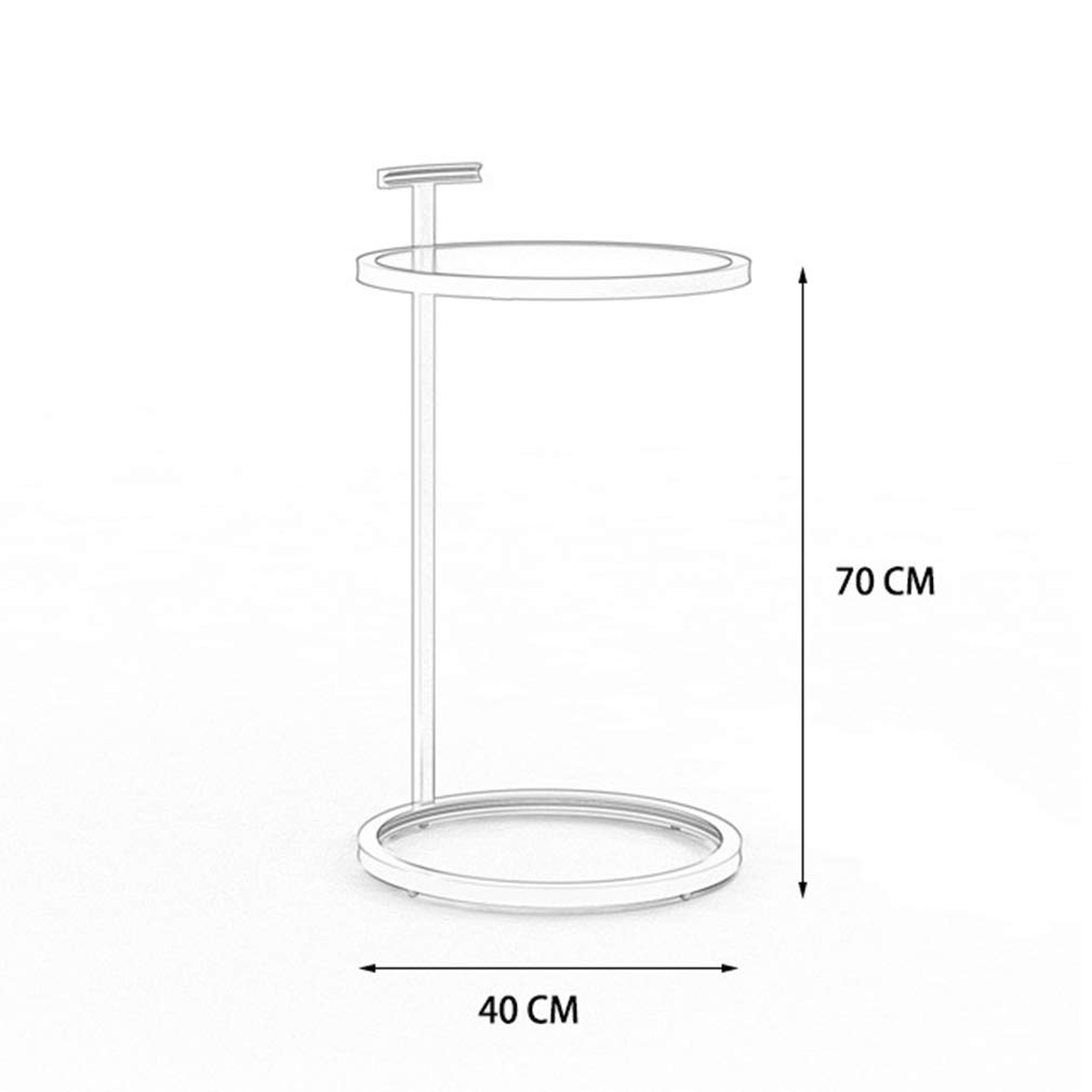 Iron Side Table with Stable Base - 70cm Height End Table, Easy to Move with Rounded Corner Design for Living Room, Bedroom, Office & Dorm - Sturdy Sofa Table & Nightstand for Coffee, Books & Decor