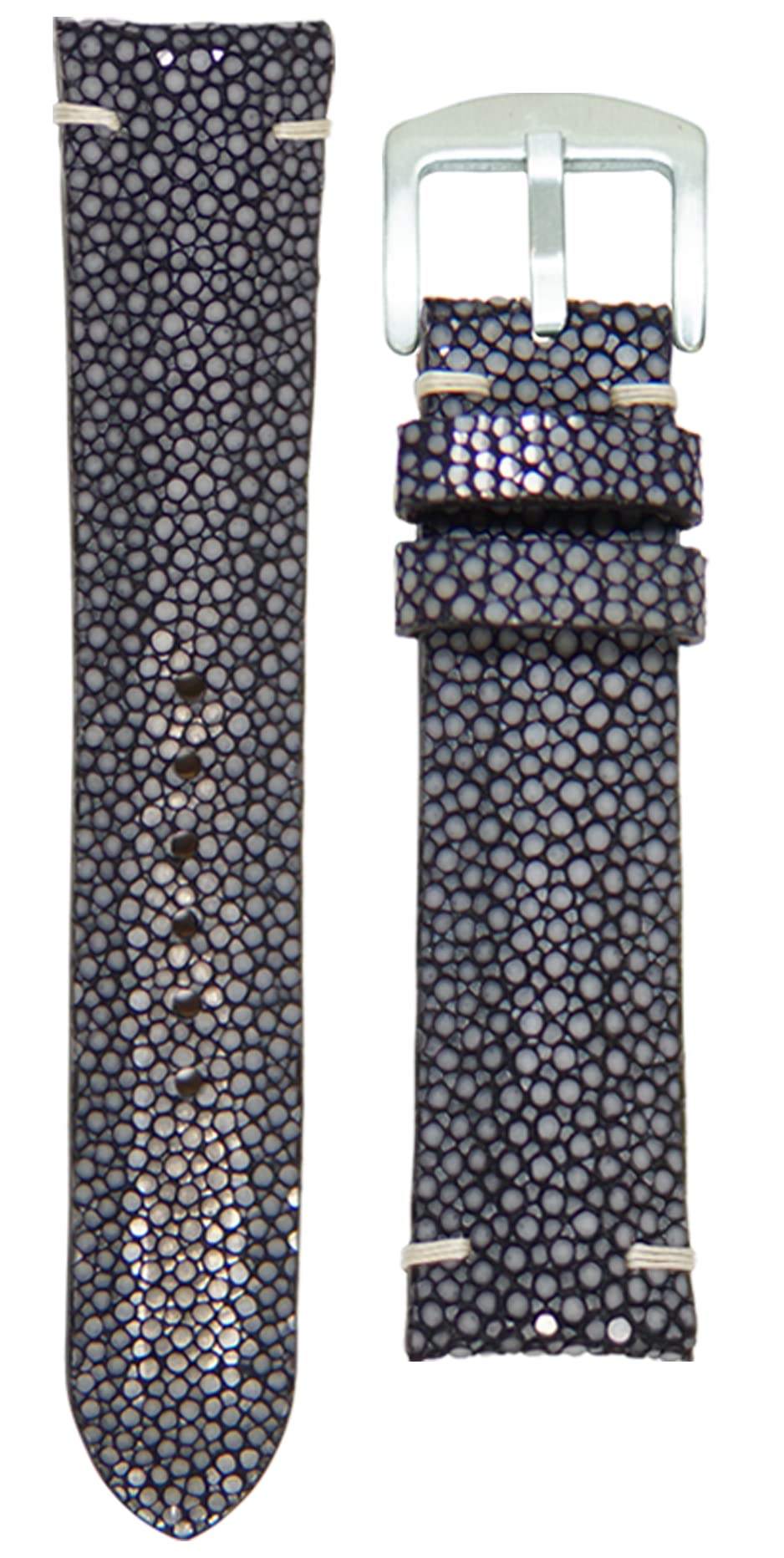 Premium Extra Long Watch Bands for Big Wrists - Custom Made to Measure Genuine Stingray Leather Watch Straps (Black) - Perfect for Oversized Watches & Comfortable All-Day Wear