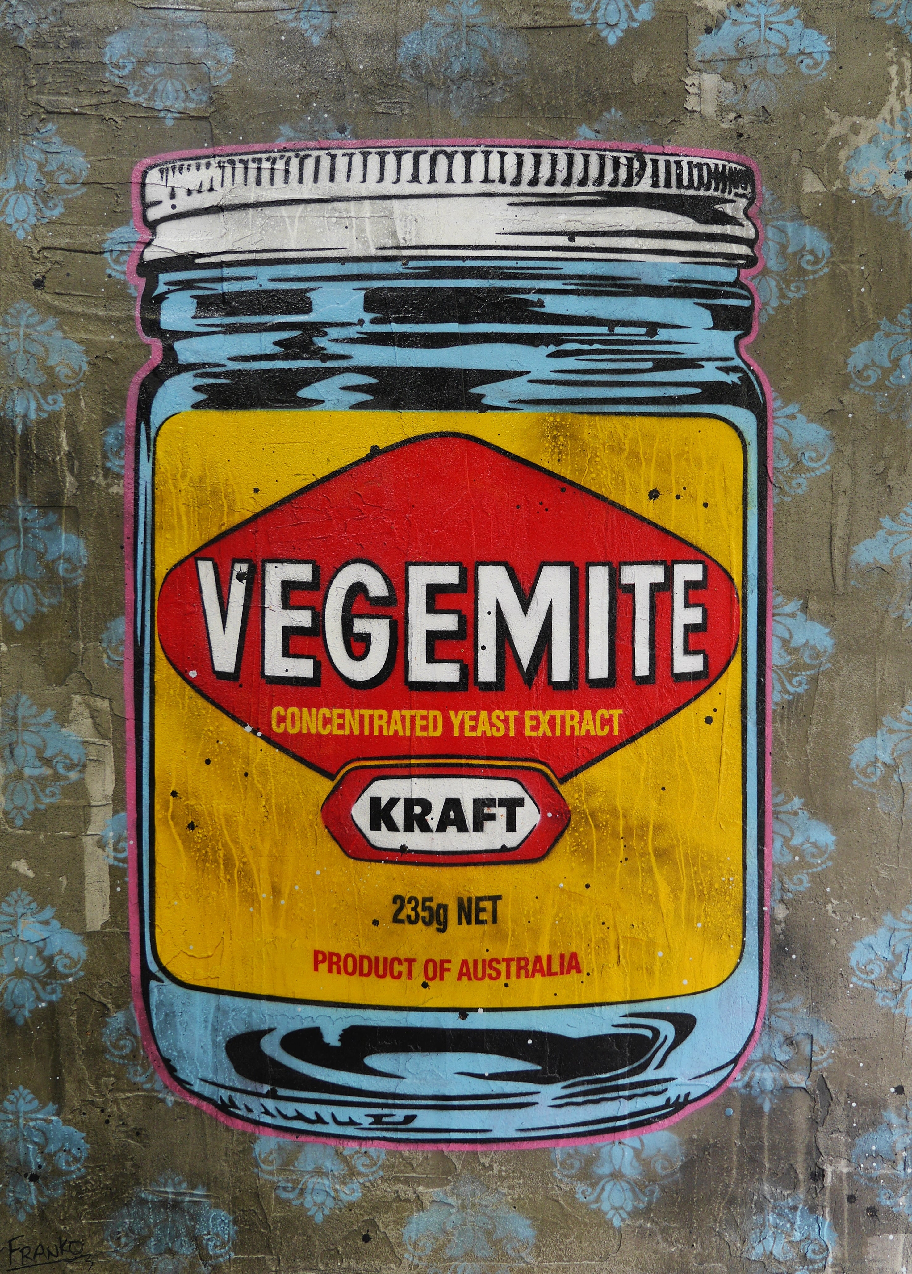 100cm x 140cm Vegemite Concrete Textured Urban Pop Art Canvas Painting - Modern Abstract Wall Decor for Living Room, Bedroom & Office
