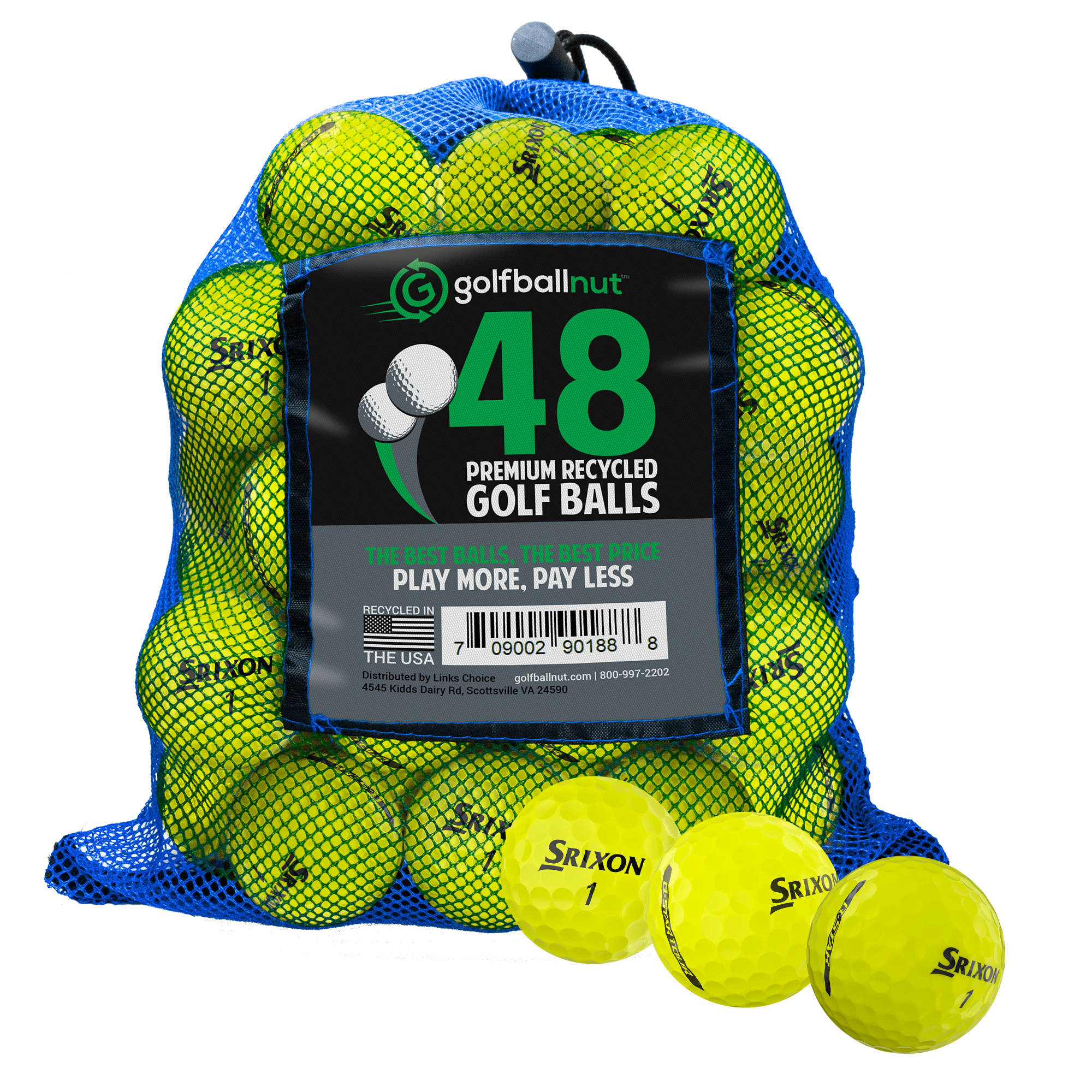 Premium Used Srixon Q-Star Mixed Golf Balls - 50 Pack Bulk Mesh Bags for Practice & Training | High Performance Recycled Golf Balls for Driving Range, Backyard Practice & Casual Play