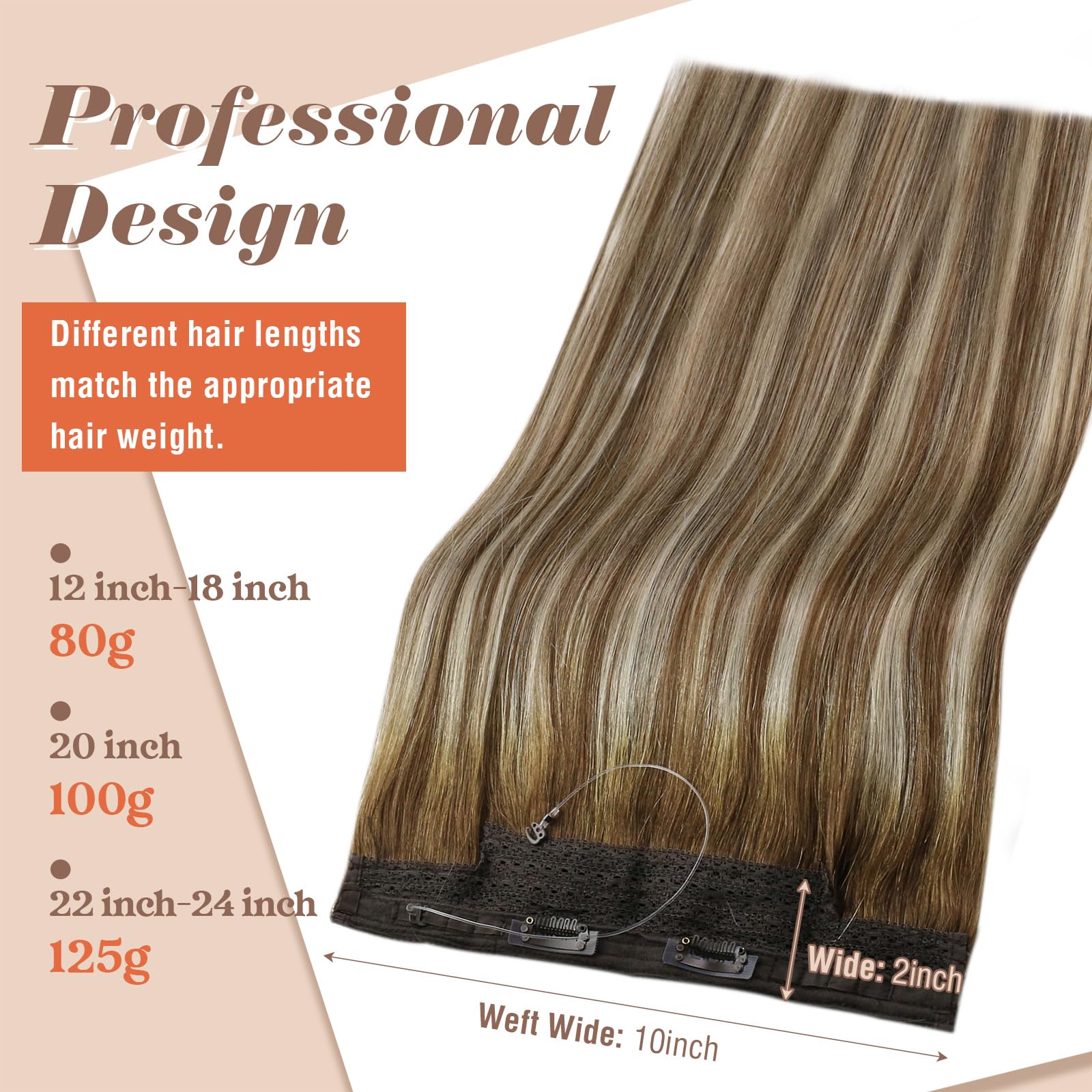 Sunny Hair Extensions 18inch Human Hair Clip-in Extensions - Medium Brown to Platinum Blonde Ombre, 80g Remy Hair for Full Head Coverage | Perfect for Parties, Weddings & Daily Styling