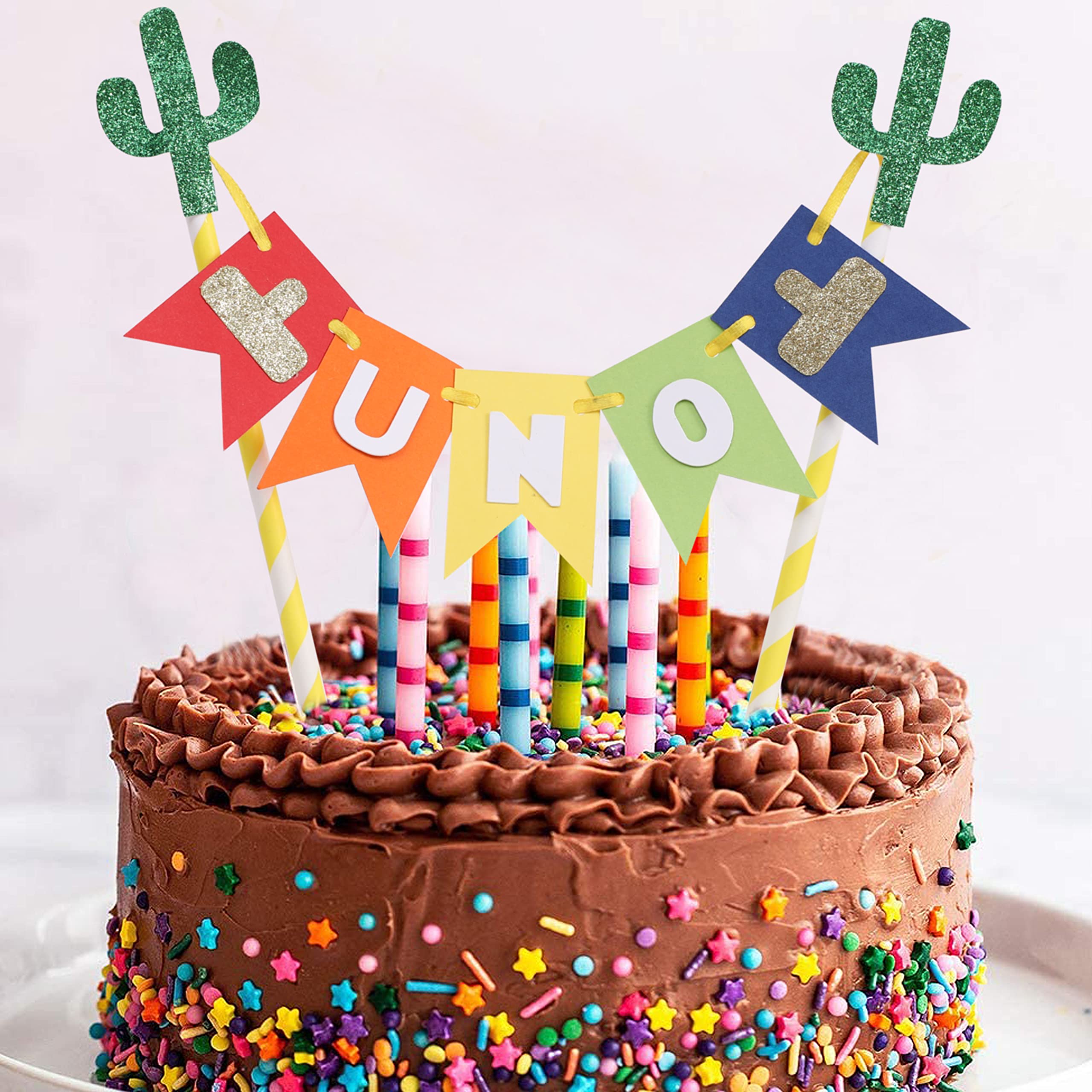 1st Birthday Fiesta Cake Topper - Mexican Themed Glitter Cake Decoration for Birthday Party, Cake Smash Photo Prop & Party Supplies | Perfect for First Birthday Celebrations, Baby Showers & Themed Parties