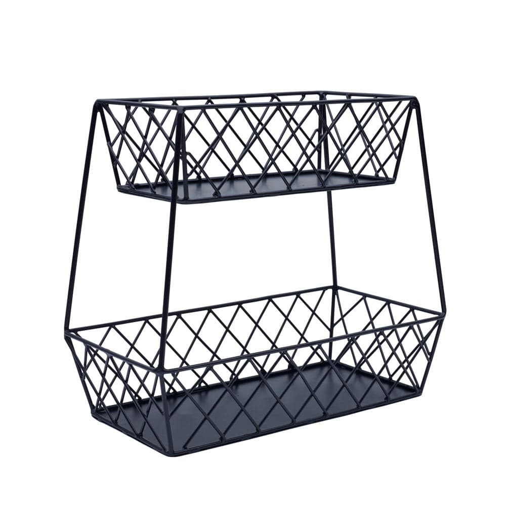 Lattice Farm Flat Back 2 Tier Storage Basket - Woven Rattan Organizer for Bathroom, Kitchen, or Bedroom - Perfect for Towels, Toys, and Home Decor