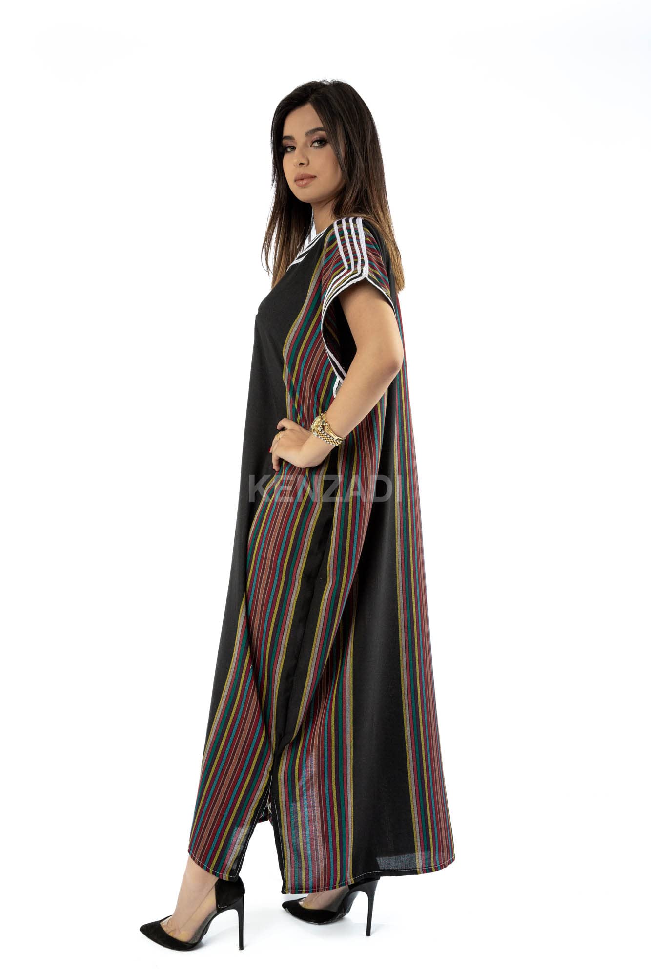 Handmade Moroccan Women's Caftan with Embroidery - S to L Size - Elegant Beach Cover Up - Made in Morocco (Black) | Perfect for Summer Vacations, Resort Wear & Boho Fashion