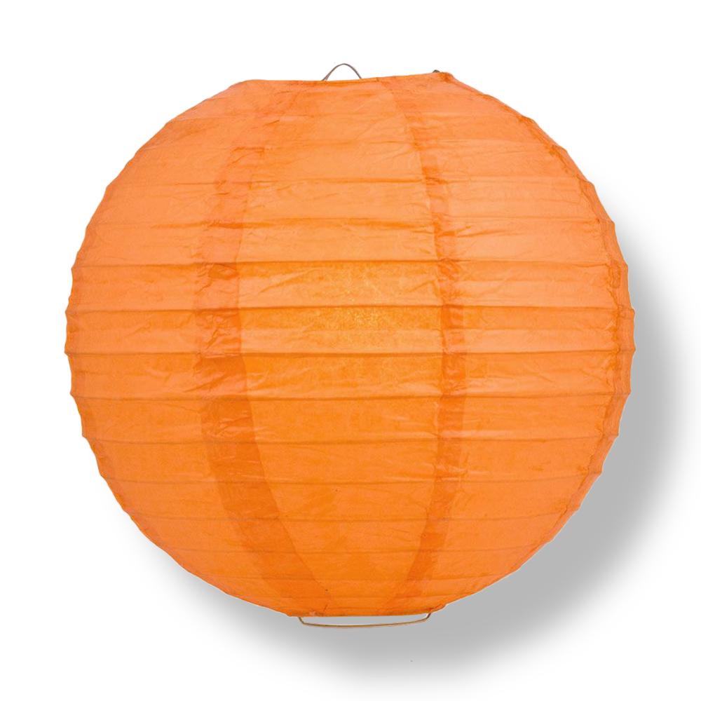 24 Pack Persimmon Orange Round Paper Lanterns with Even Ribbing - Chinese Style Hanging Decor for Wedding, Party, Festival & Home Decoration - Perfect for Indoor and Outdoor Celebrations