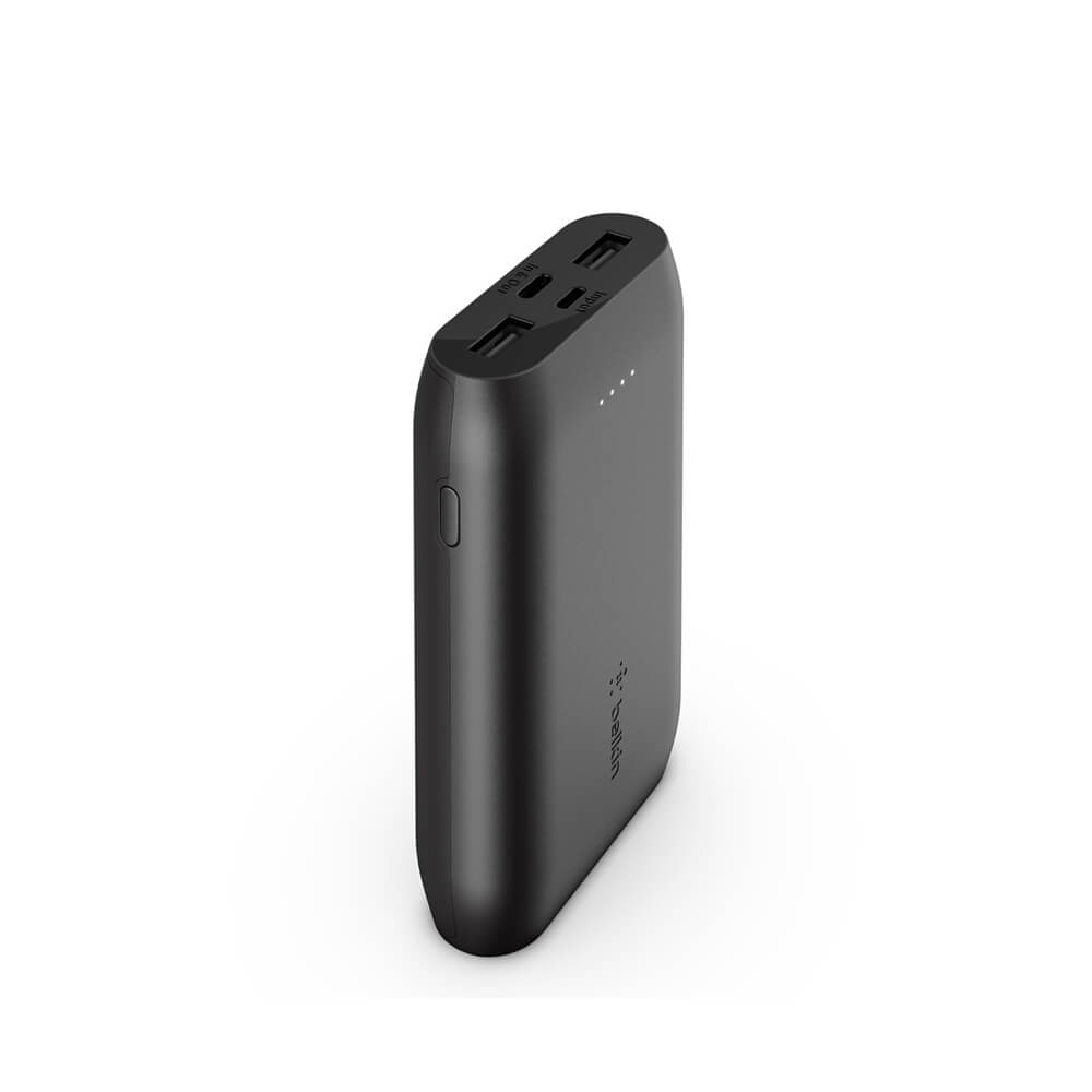 Belkin BoostCharge 10K Portable Charger - 10000mAh Power Bank with Multiple USB Ports for iPhone, Android & More - Fast Charging External Battery for Travel, Camping & Emergency Backup (Black)