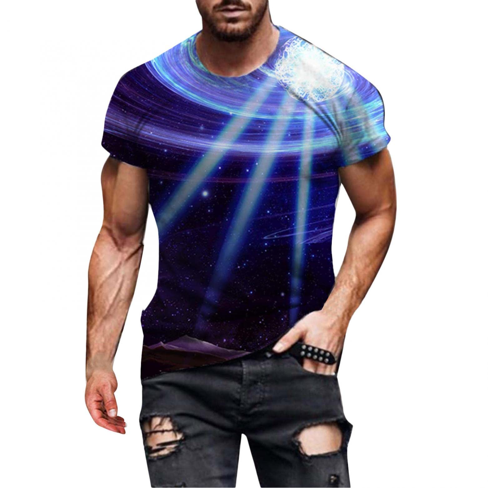Men's Casual Crewneck T-Shirts | Short Sleeve Summer Tops with 3D Digital Printing | Streetwear & Athletic Shirts for Gym, Outing & Daily Wear