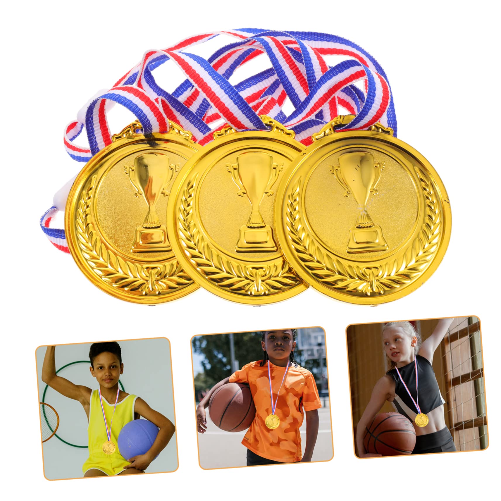 TOGEVAL 6 Pack Customizable Kids Sports Medals - Reusable Plastic Award Medals for Children's Games, Competitions & School Events - Perfect for Track Meets, Soccer Tournaments & Birthday Party Prizes