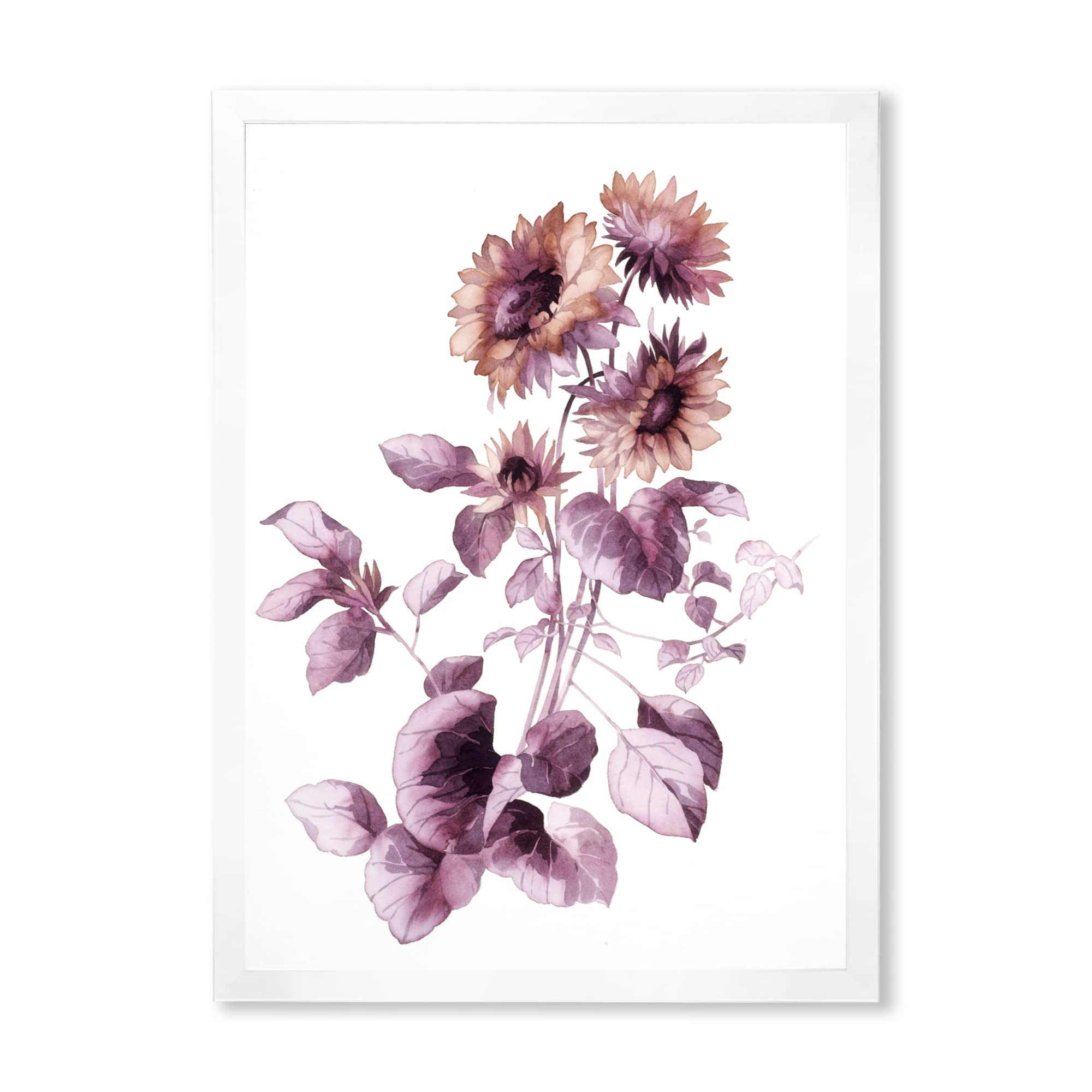 Purple Wildflowers III Traditional Framed Wall Art - Vintage Floral Painting for Living Room, Bedroom & Office Decor