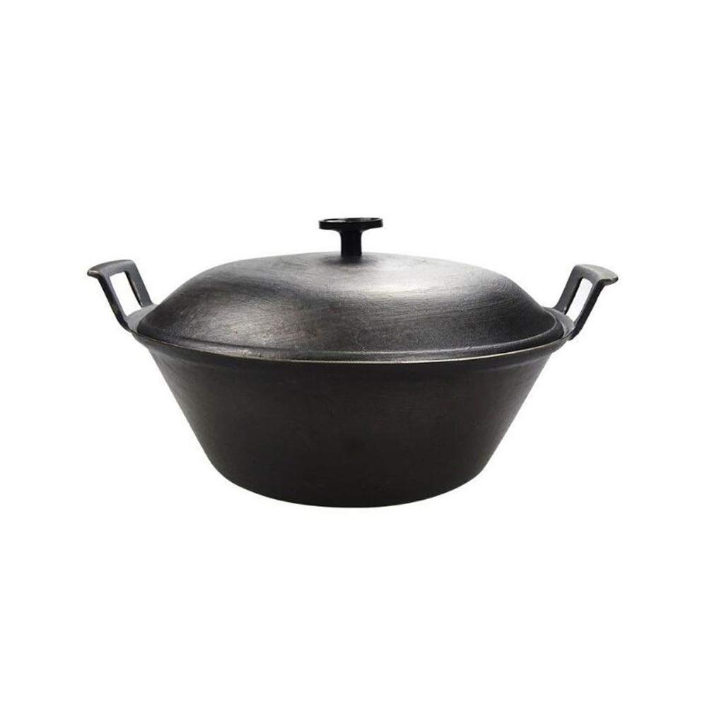 Premium Cast Iron Dutch Oven - 5 Quart Uncoated Casserole Stew Pot for Stovetop & Oven Use - Ideal for Braising, Stewing, Frying & Slow Cooking Soups