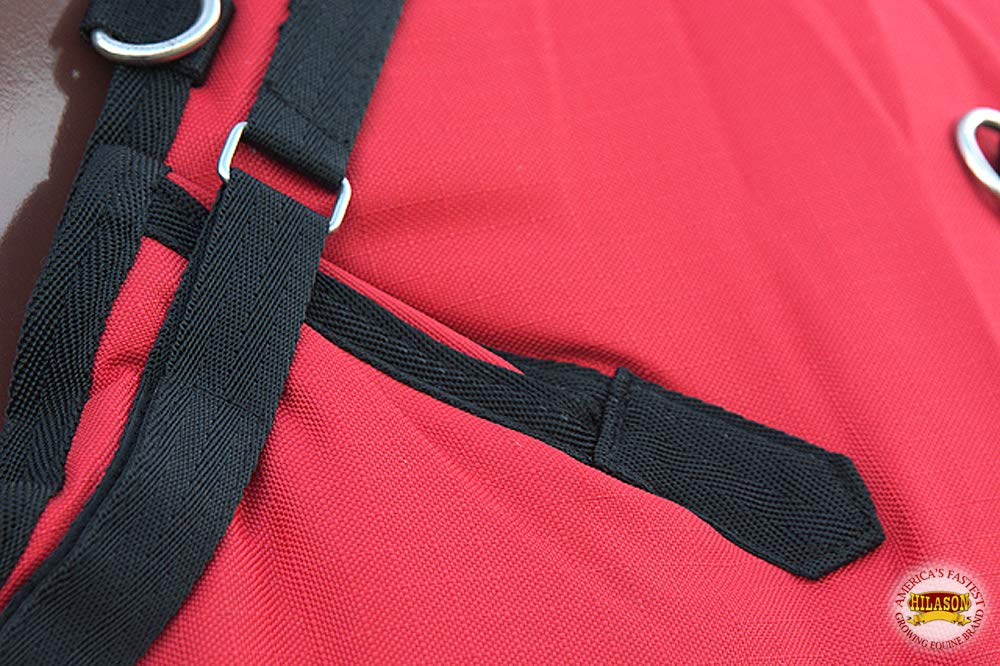 HILASON 1200D Winter Waterproof Poly Horse Blanket with Belly Wrap - Red | 78 Inch Heavy Duty Horse Rug for Cold Weather Riding & Stable Use